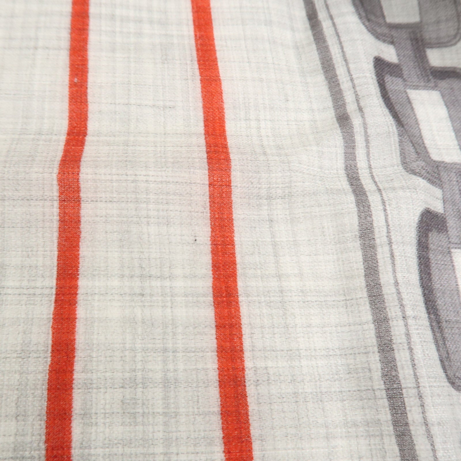 HERMES Rectangle Scarf Maillon et Chテェne Cashmere 100% Gray Red