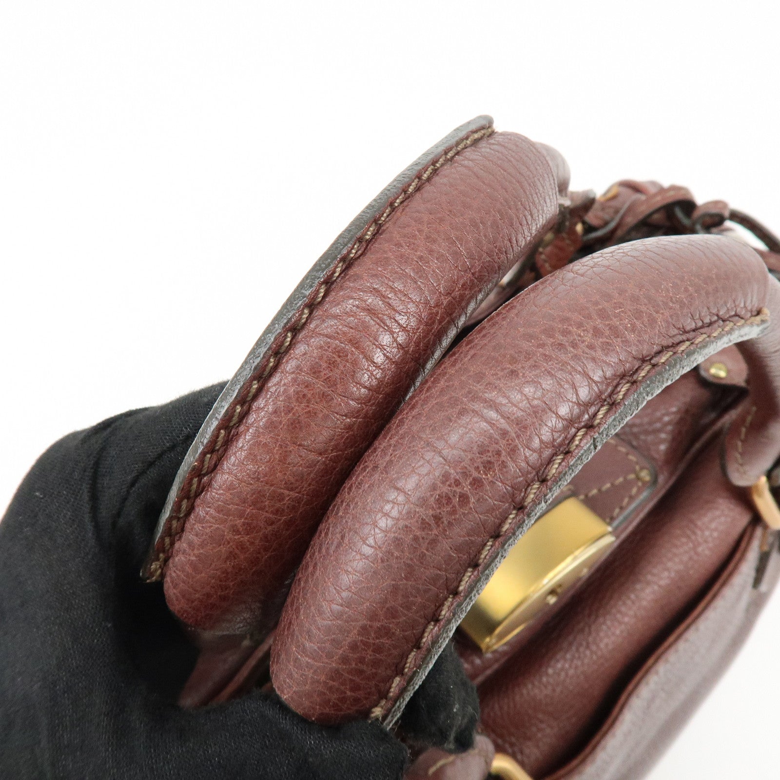 Chloe Paddington Leather Hand Bag Boston Bag Medium Brown