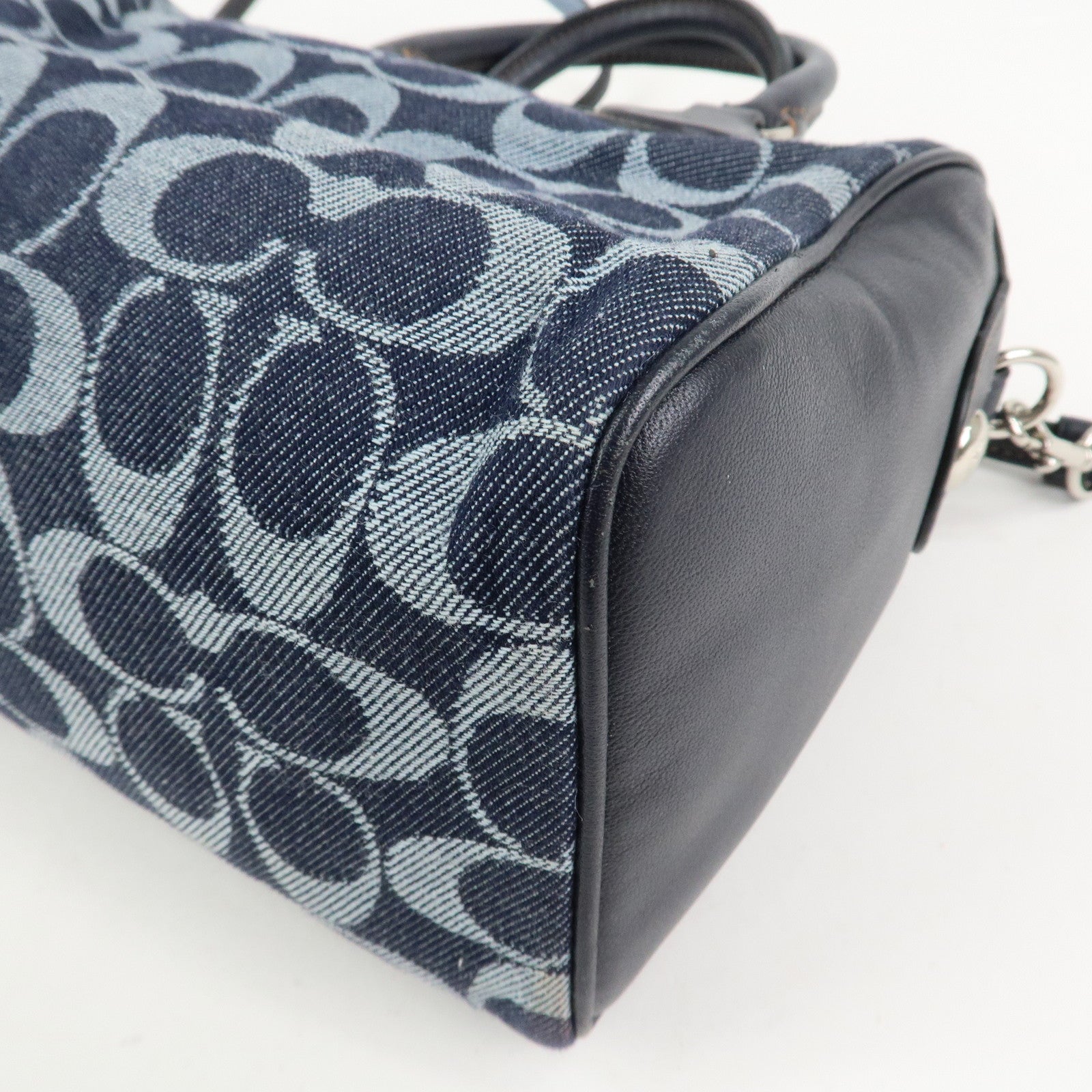 COACH Signature Denim Leather 2Way Bag Shoulder Bag Hand Bag