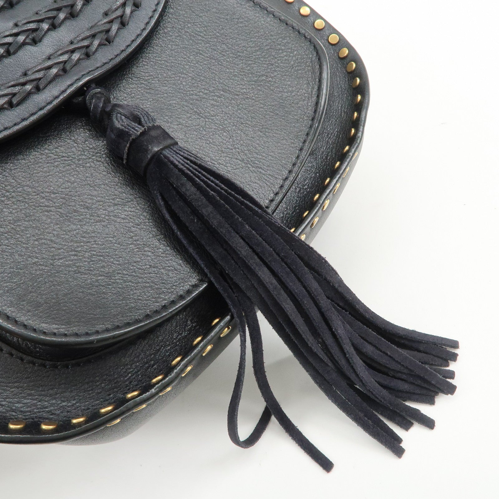 Chloe Hudson SAC'S PORTE EPAU Calf Leather Suede Shoulder Bag Black