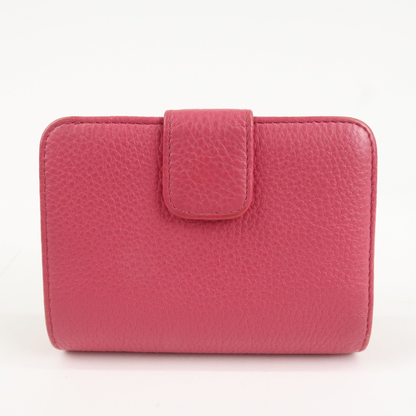 PRADA Logo Leather Bi-Fold Wallet Small Wallet Pink 1ML018 Used