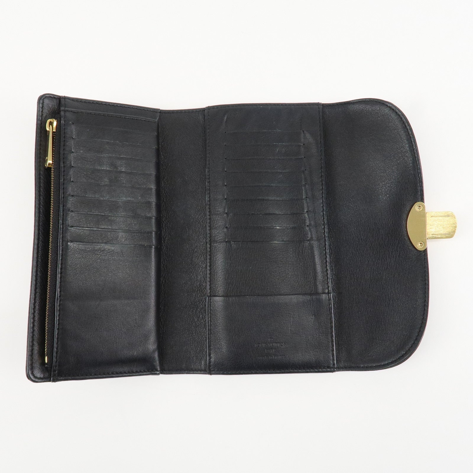Louis Vuitton Monogram Mahina Portefeuilles Amelia Wallet Noir M95549 Used