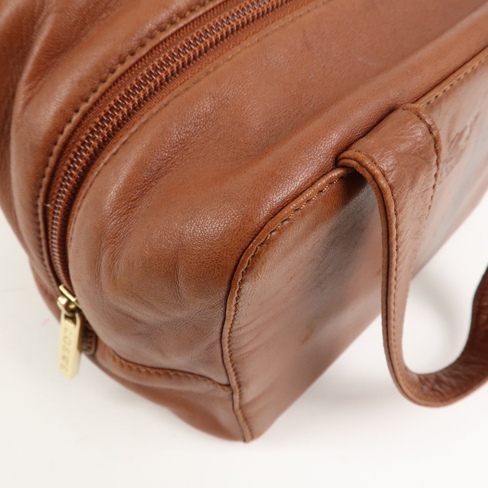 LOEWE Anagram Logo Leather Hand Bag Boston Bag Brown