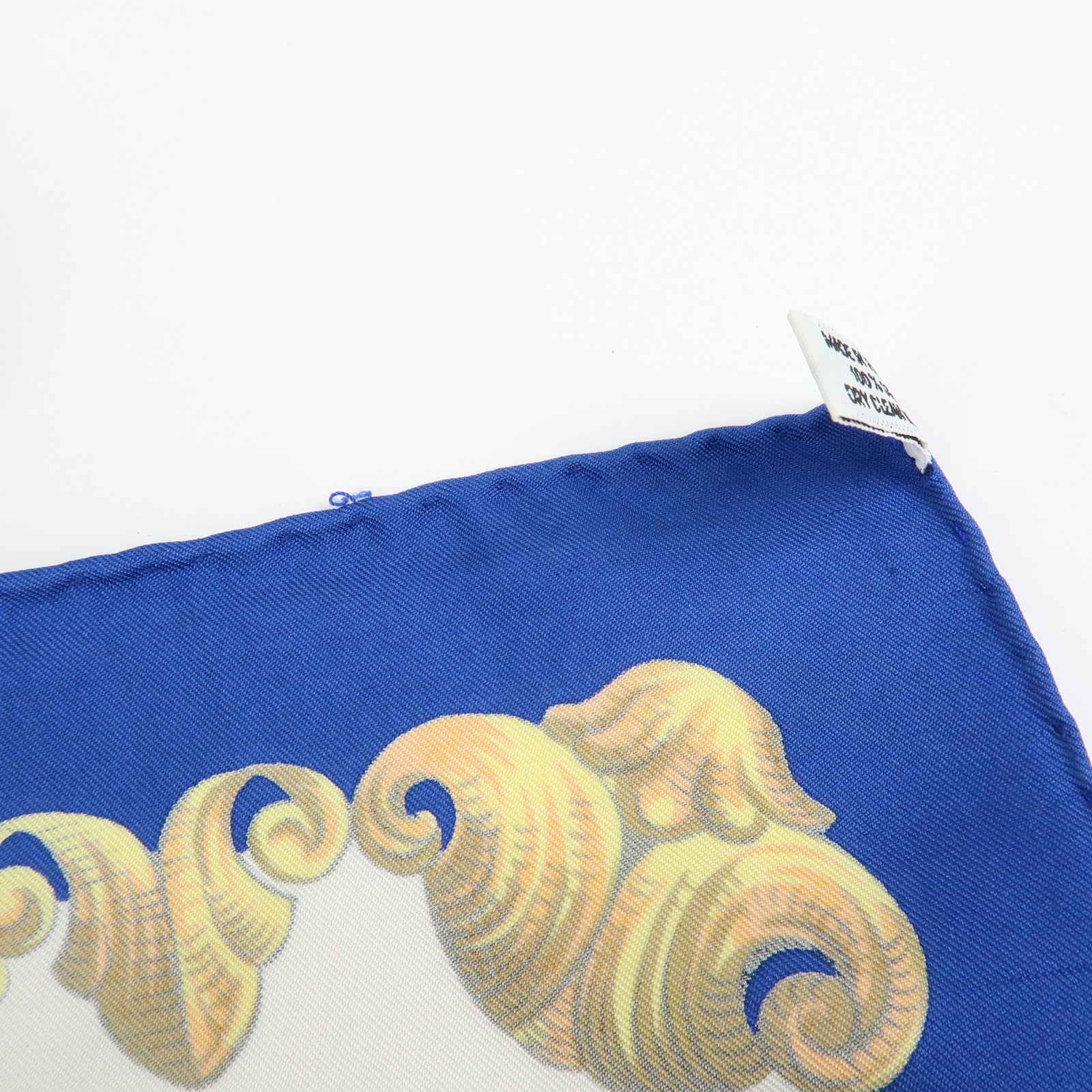 HERMES Carre 90 Silk 100% LVDOVICVS MAGNVS Scarf Blue Gold