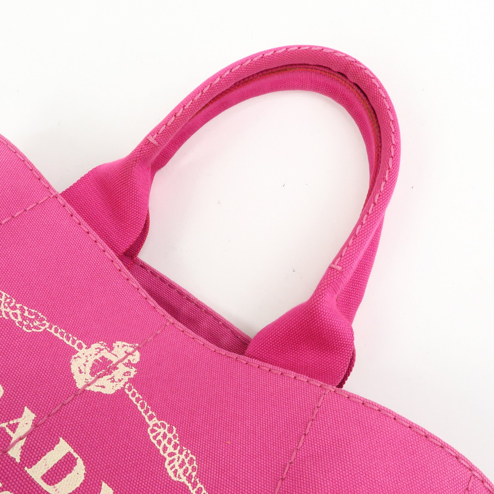 PRADA Triangle Logo Canapa Canvas Hand Bag Tote Bag Pink BN1872
