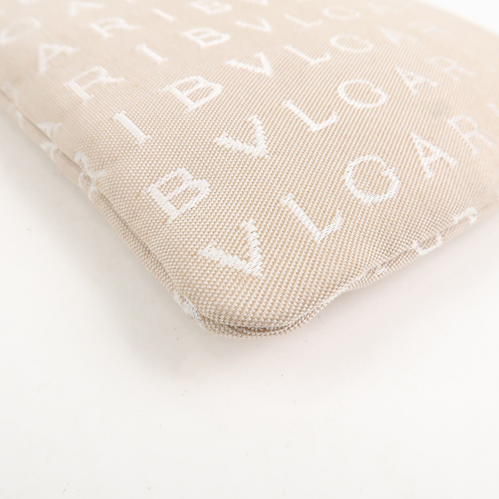 BVLGARI Logo Mania Canvas Leather Shoulder Bag Beige Brown 22588