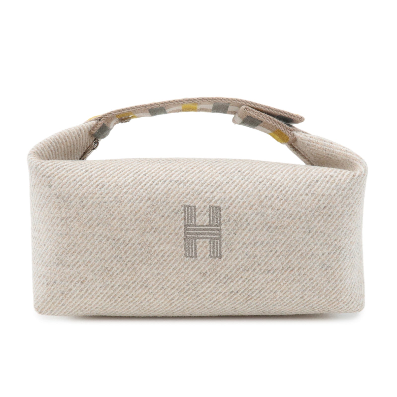 HERMES Wool Bride A Brac PM Hand Bag Silver Hardware Used