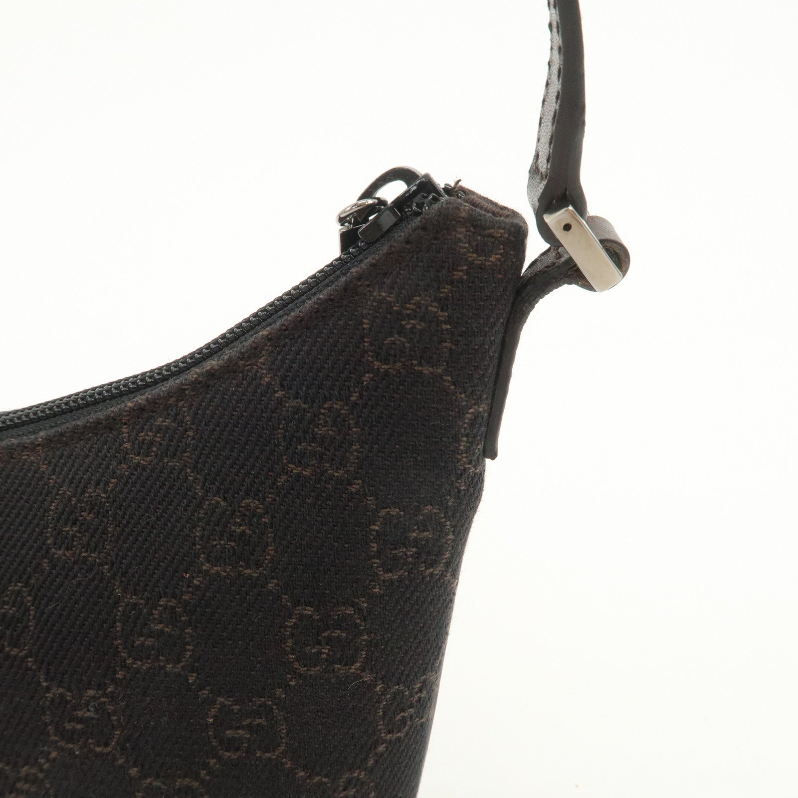 GUCCI GG Canvas Leather Hand Bag Shoulder Bag Black 32160