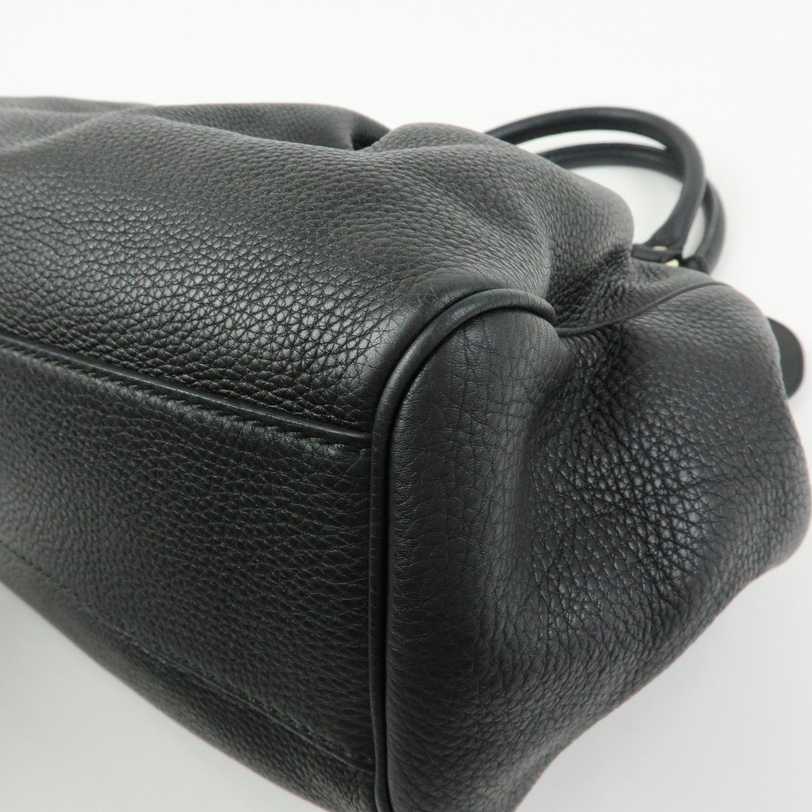 GUCCI Sukey Interlocking G Leather Tote Hand Bag Black 211944