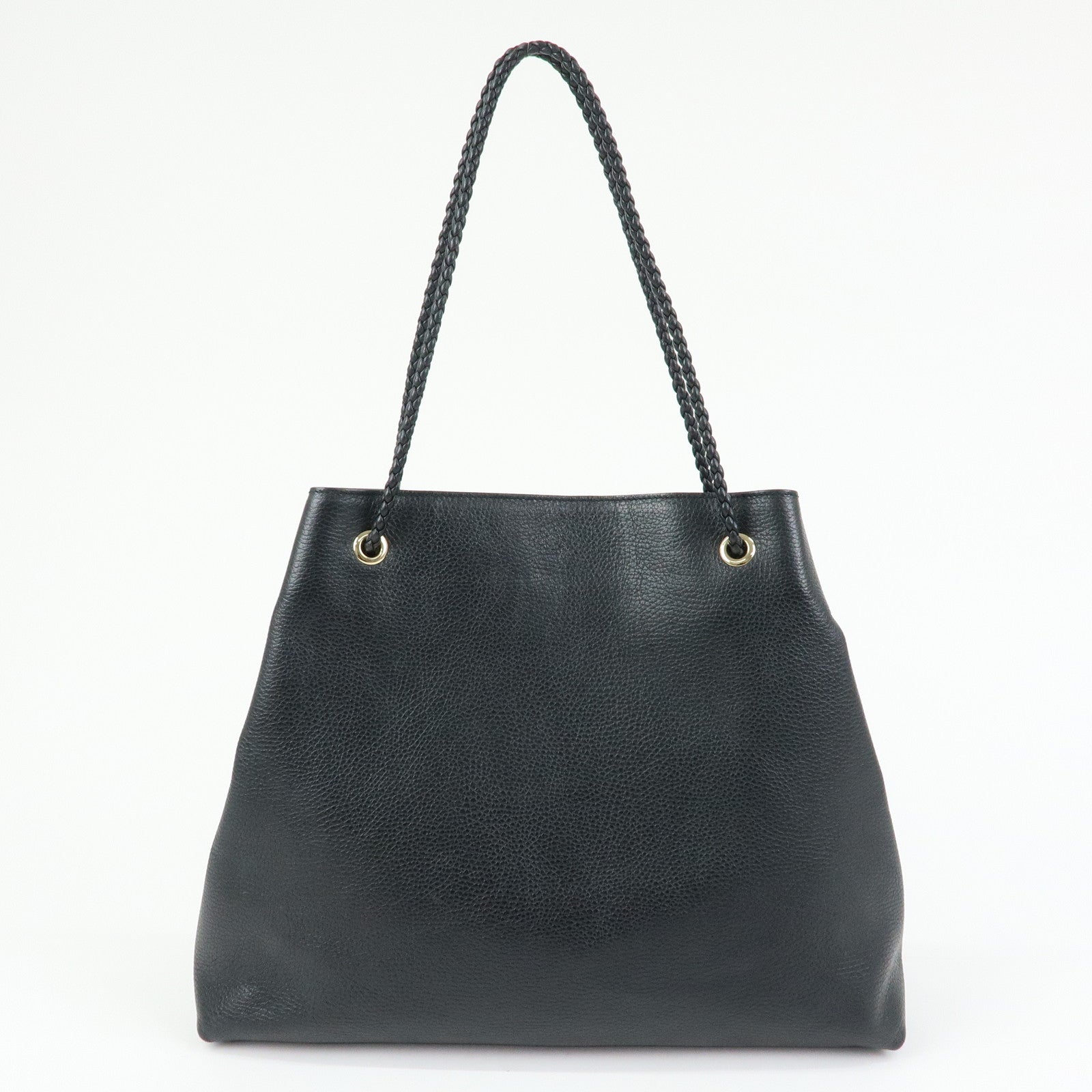 GUCCI Logo Leather Tote Bag Shoulder Bag Black 380118