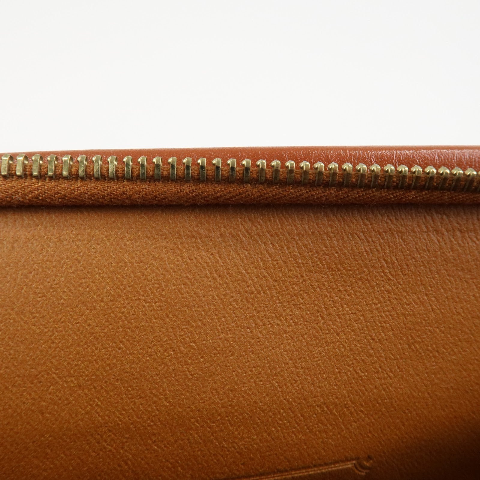 MCM Visetos Leather Clutch Bag Pouch Light Brown