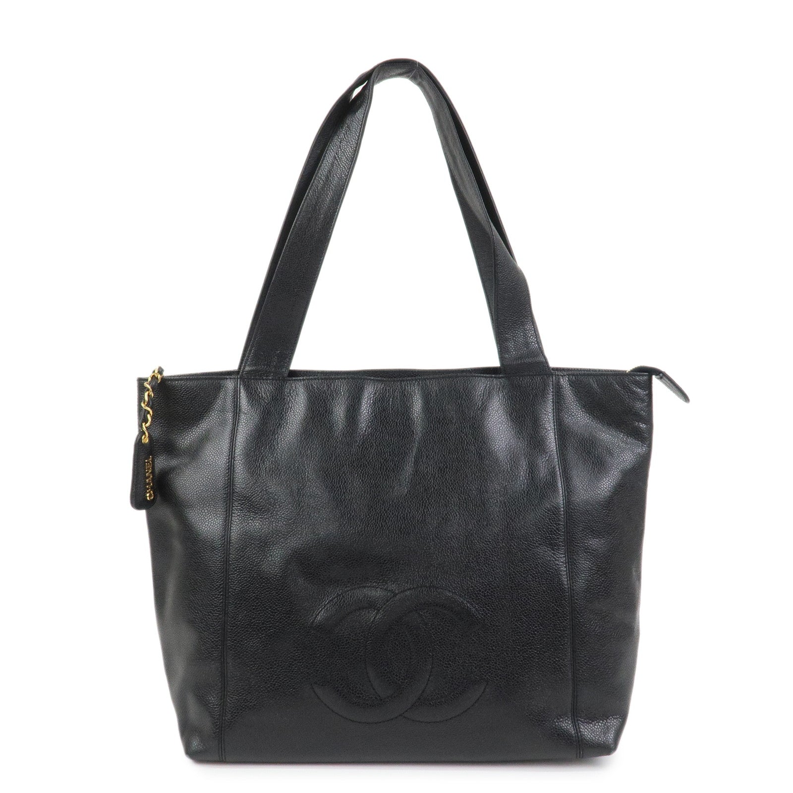 CHANEL COCO Mark Caviarskin Tote Bag Shoulder Bag Hand Bag Black