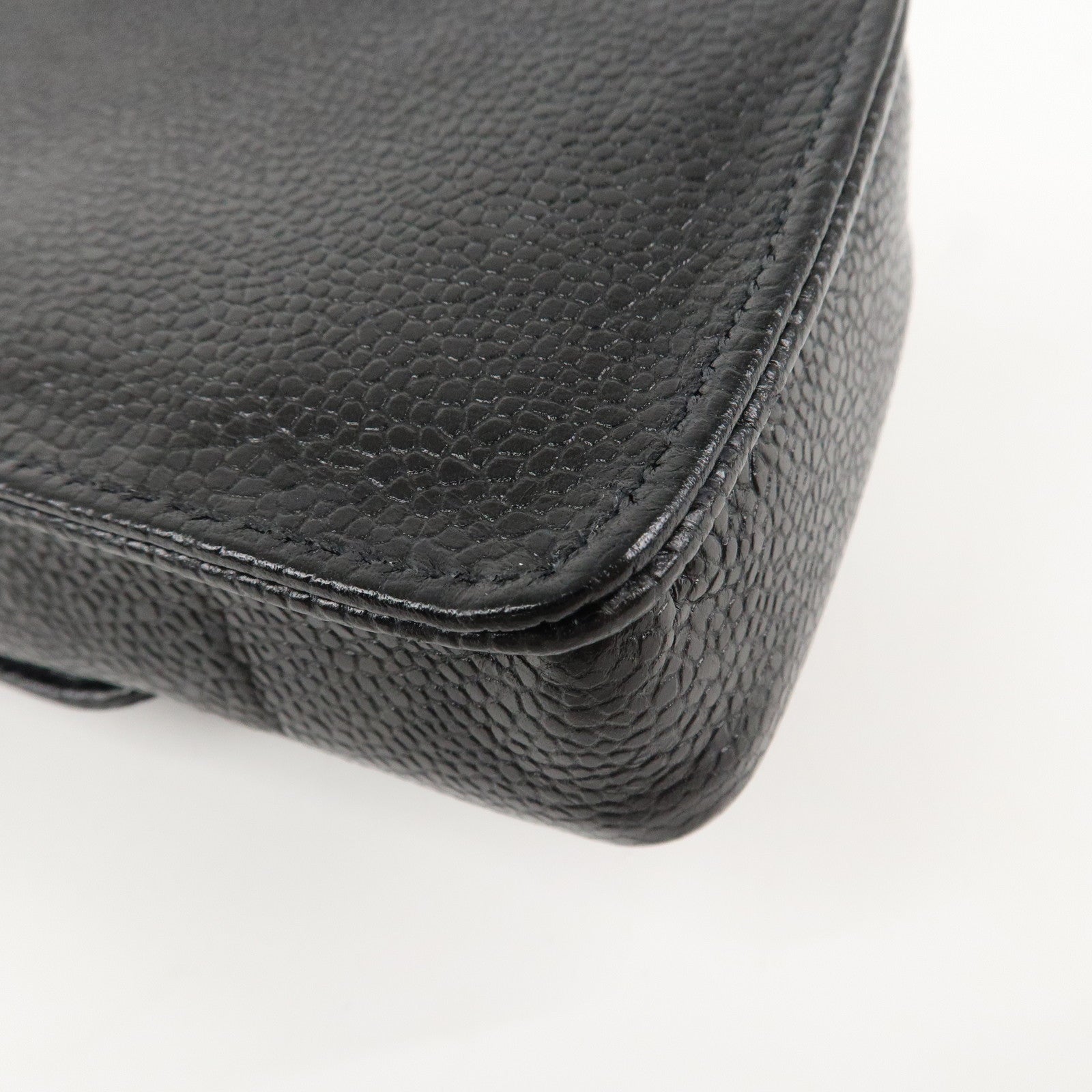 CHANEL COCO Mark Leather Chain Phone Shoulder Black Gold HDW3513453 Used