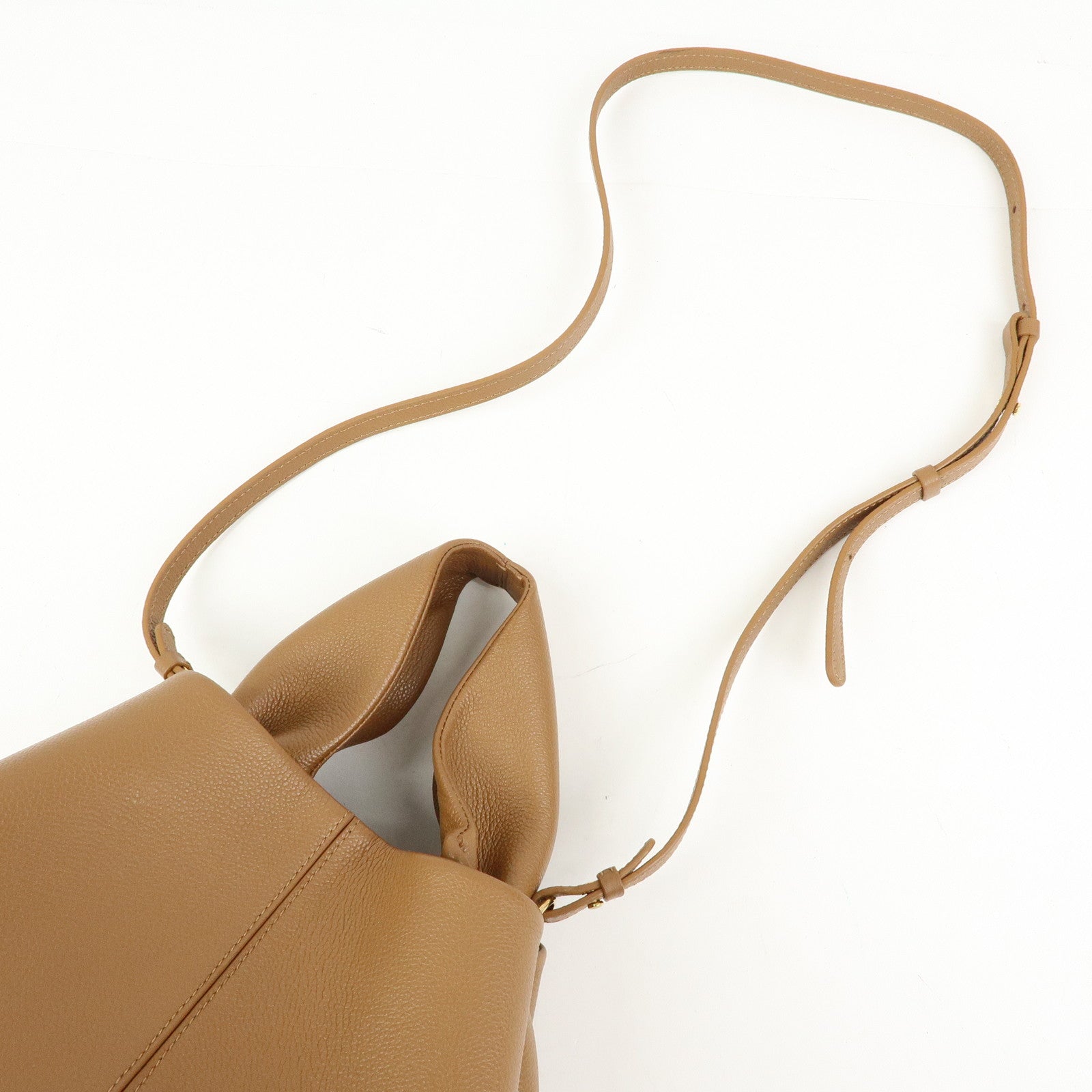 Polene Numero Neuf Grained Calf Leather 2Way Hand Bag Camel