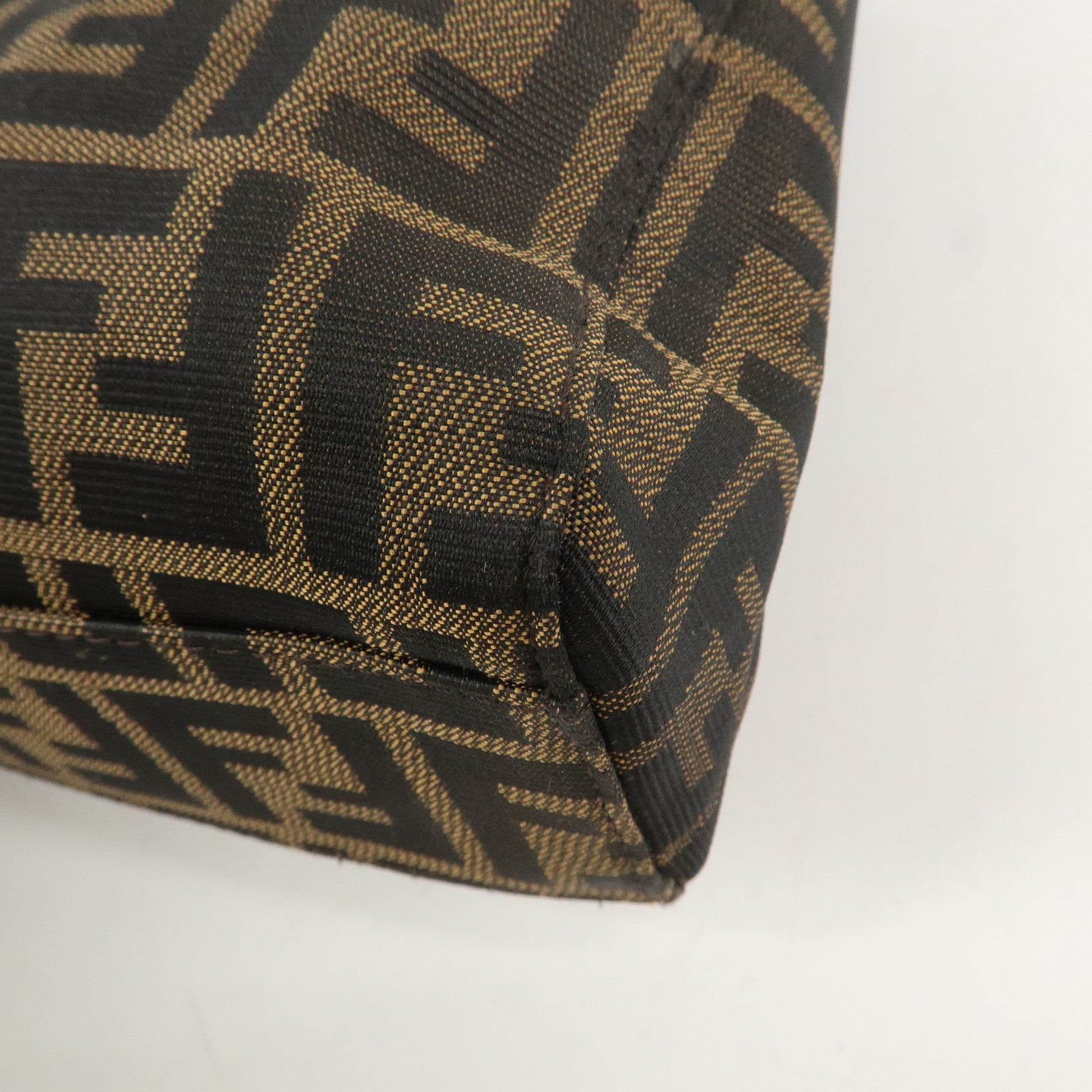 FENDI Zucca Canvas Leather Hand Bag Tote Bag Brown 8BH072