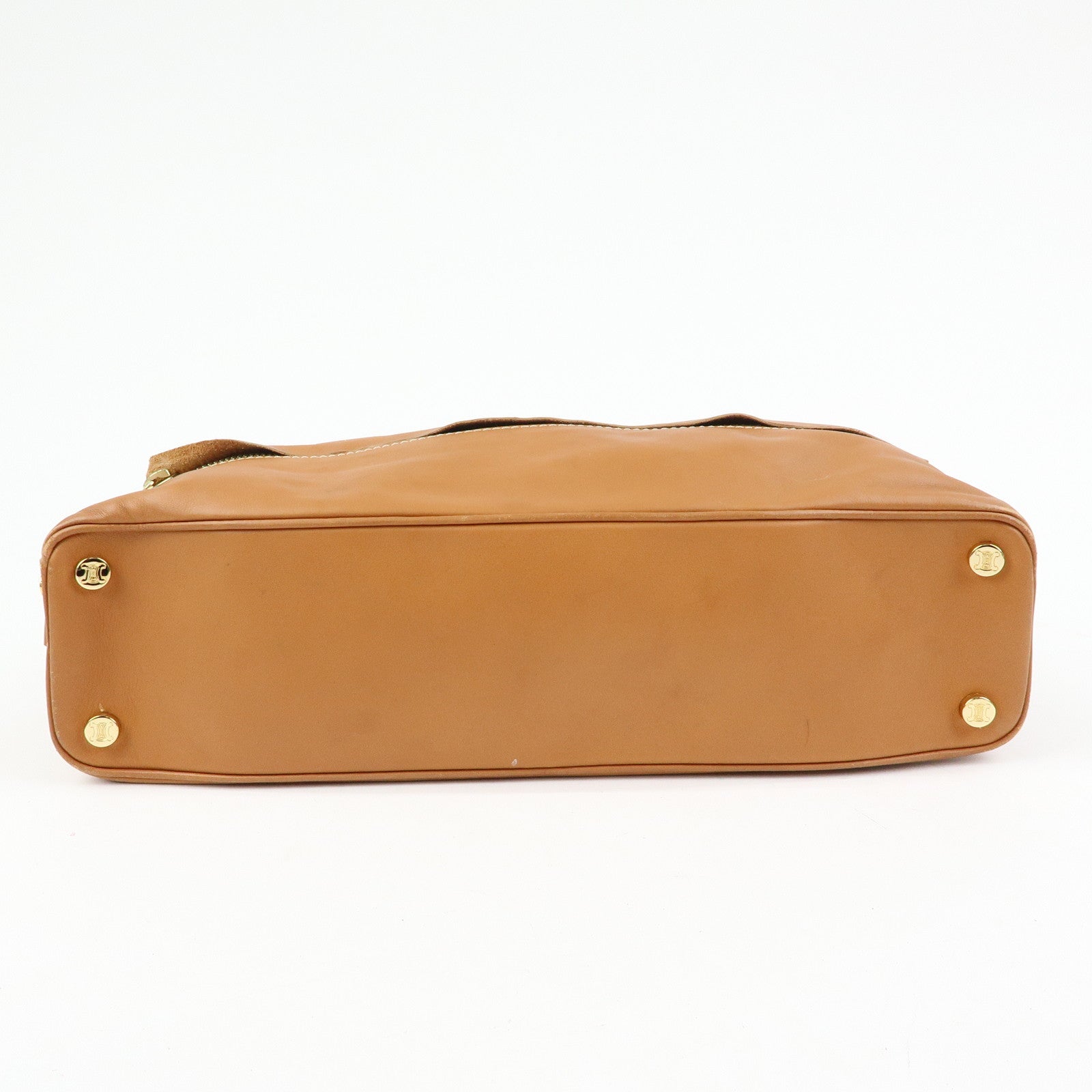 CELINE Leather Hand Bag Shoulder Bag Camel