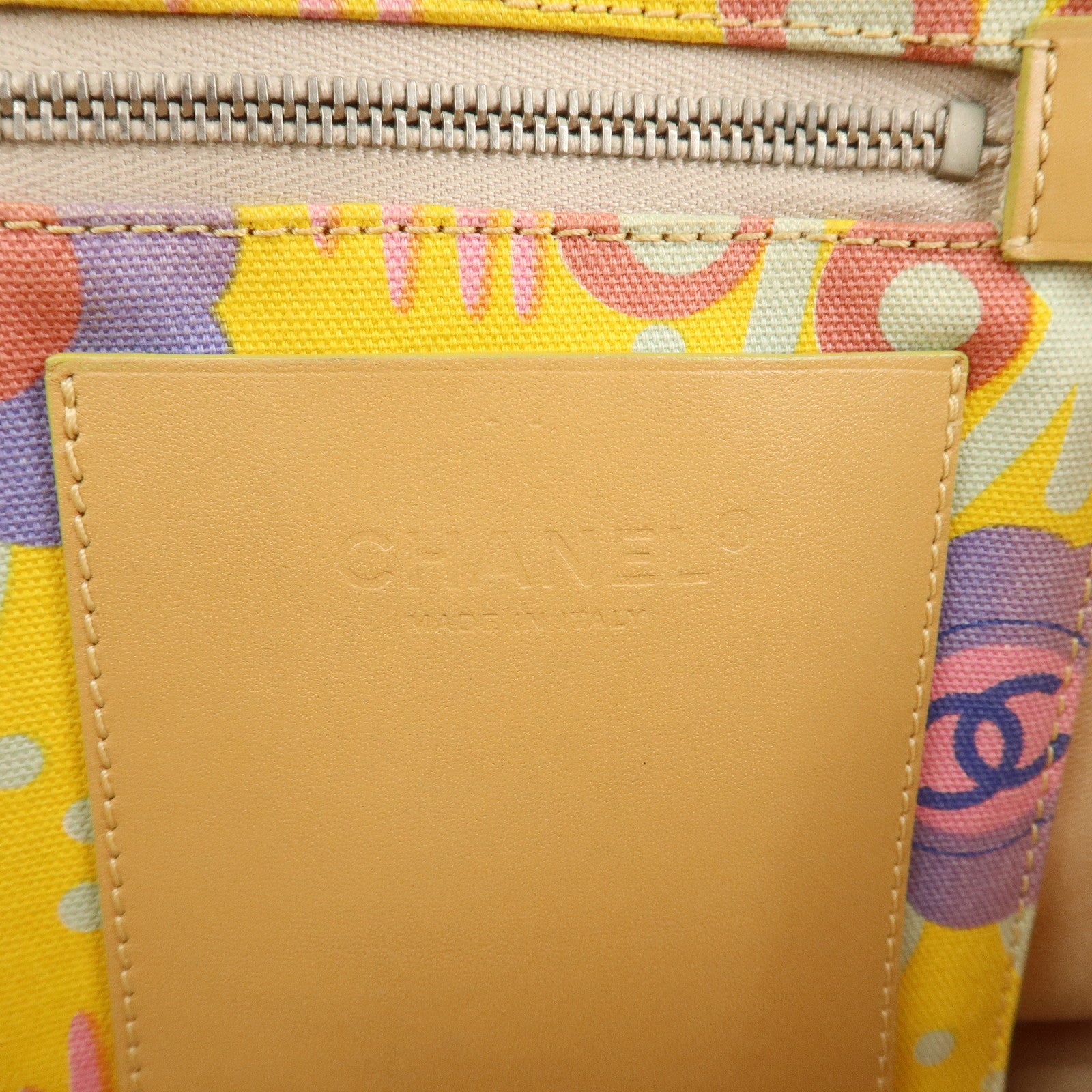 CHANEL Canvas High Summer Flower Tote Bag Shoulder Bag Yellow