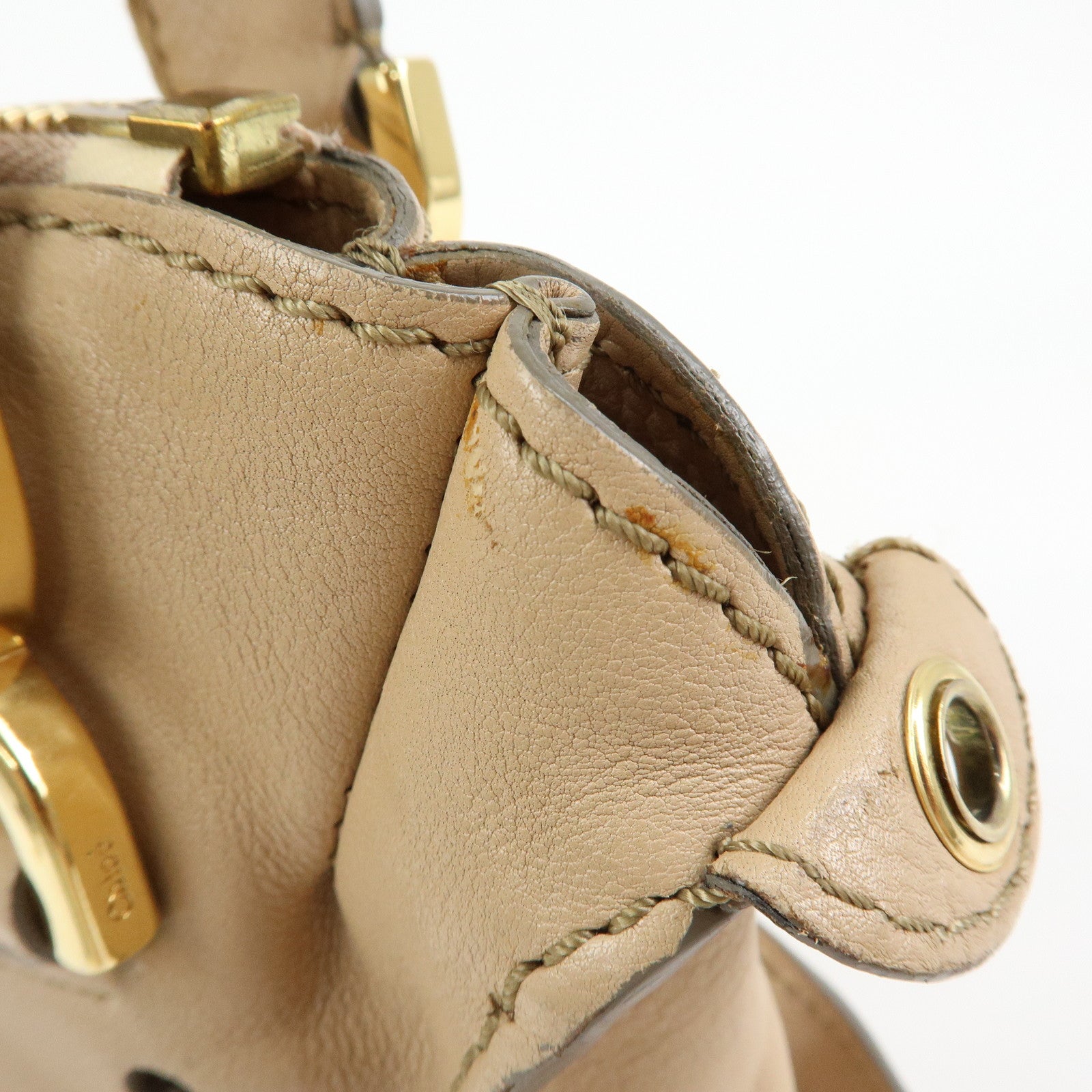 Chloe Marcie Leather 2Way Bag Shoulder Bag Hand Bag Beige