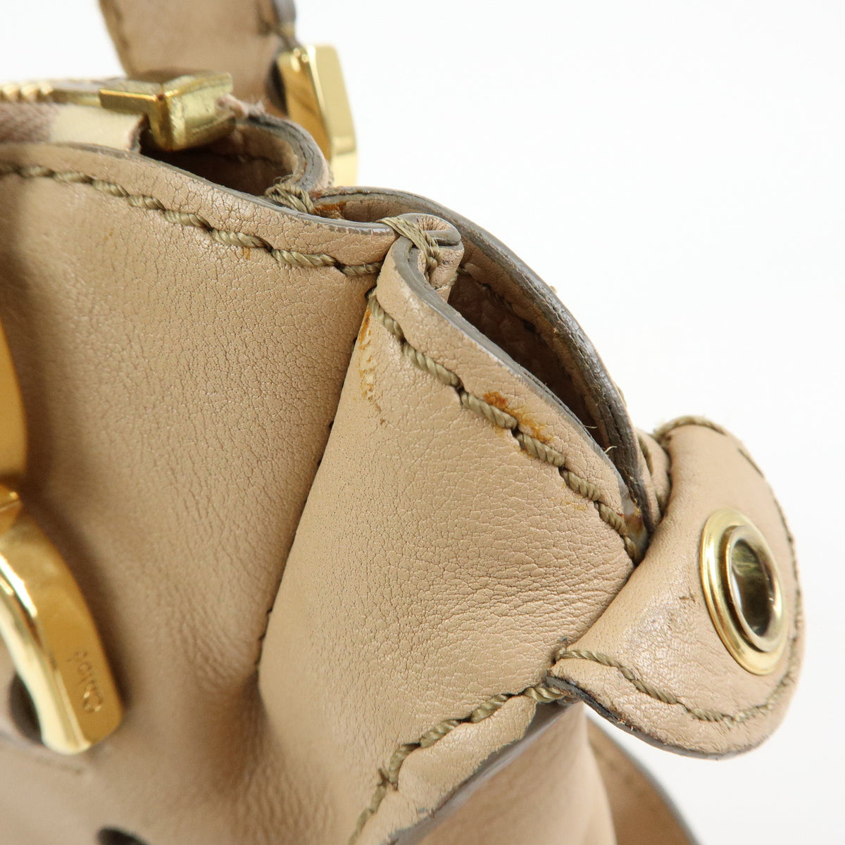 Chloe Marcie Leather 2Way Bag Shoulder Bag Hand Bag Beige