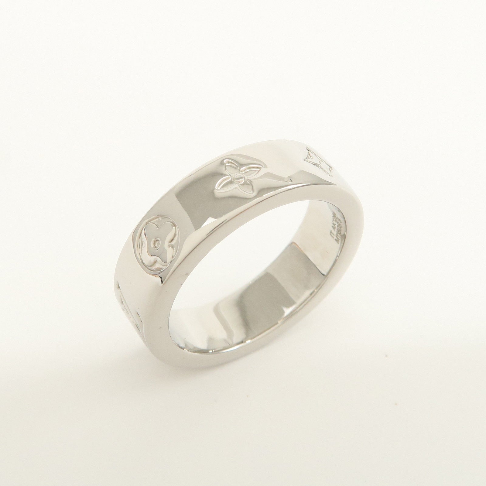 Louis Vuitton Monogram Metal Mosaic Thin Ring S00 Silver M1180