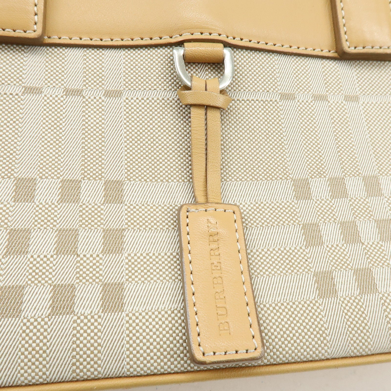 BURBERRY Canvas Leather Hand Bag Tote Bag Beige Light Beige