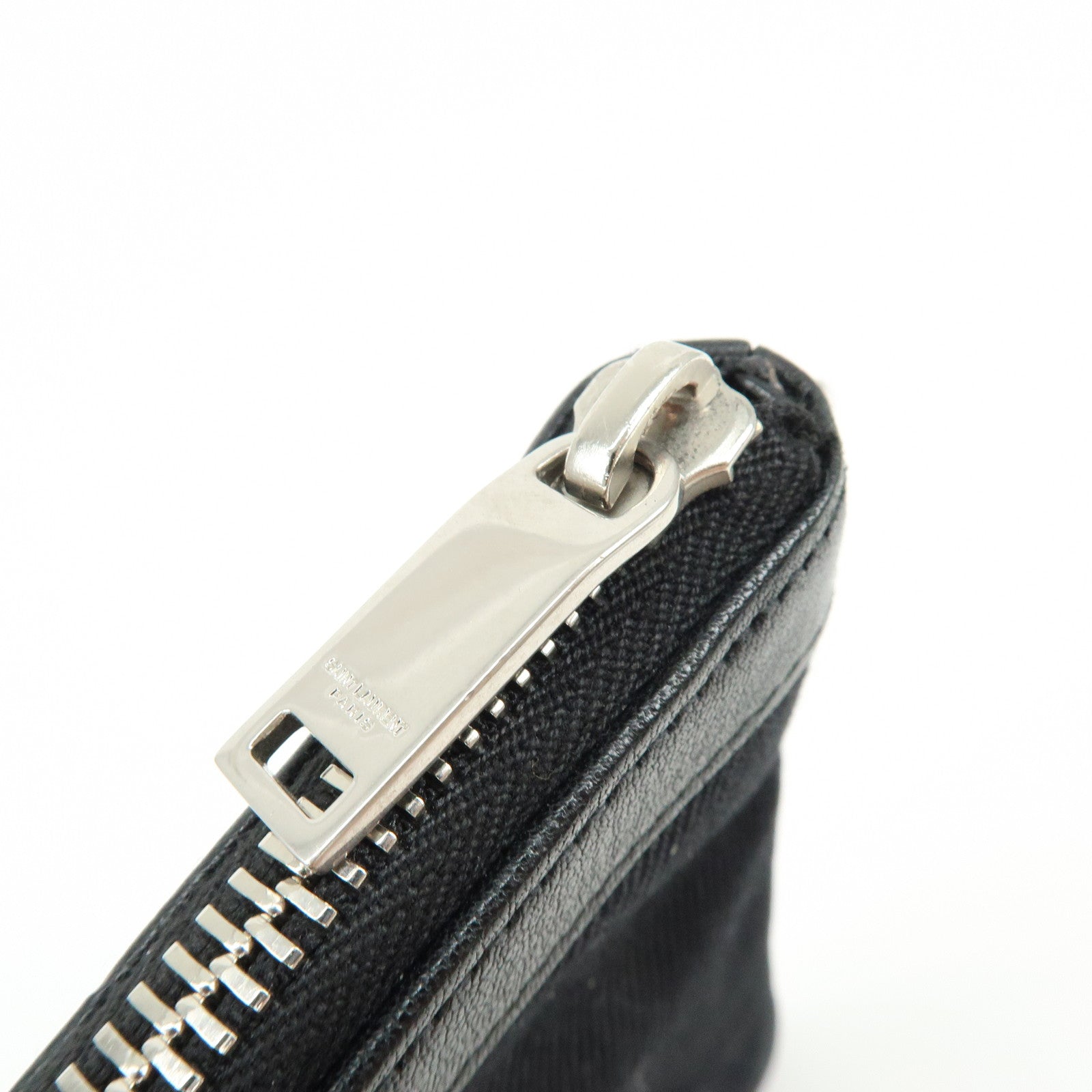 SAINT LAURENT PARIS Canvas Leather Clutch Bag Pouch Black