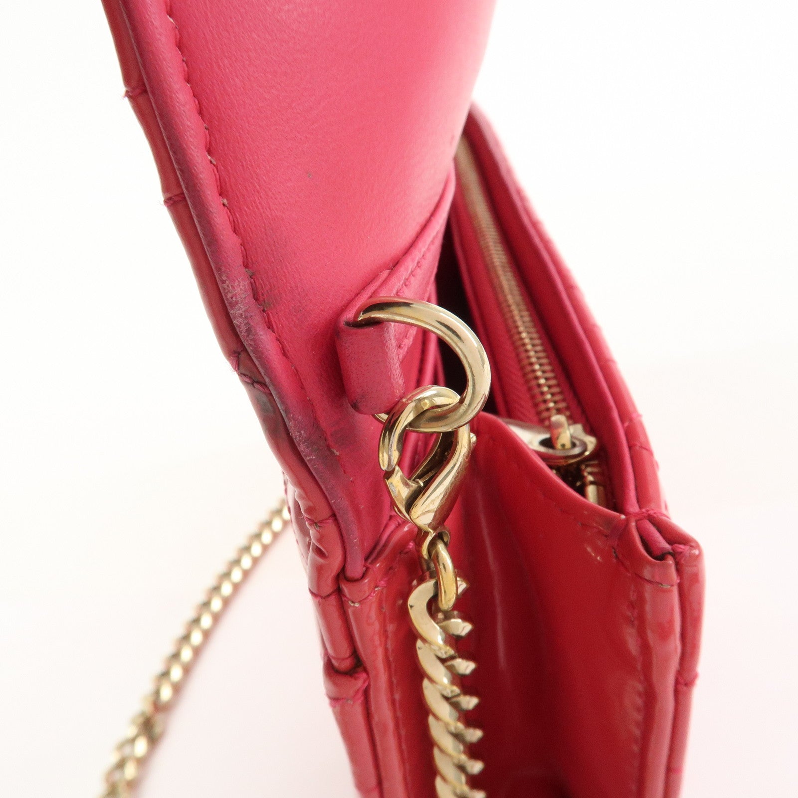 Christian Dior Cannage New Lock Patent Leather Chain Shoulder Bag