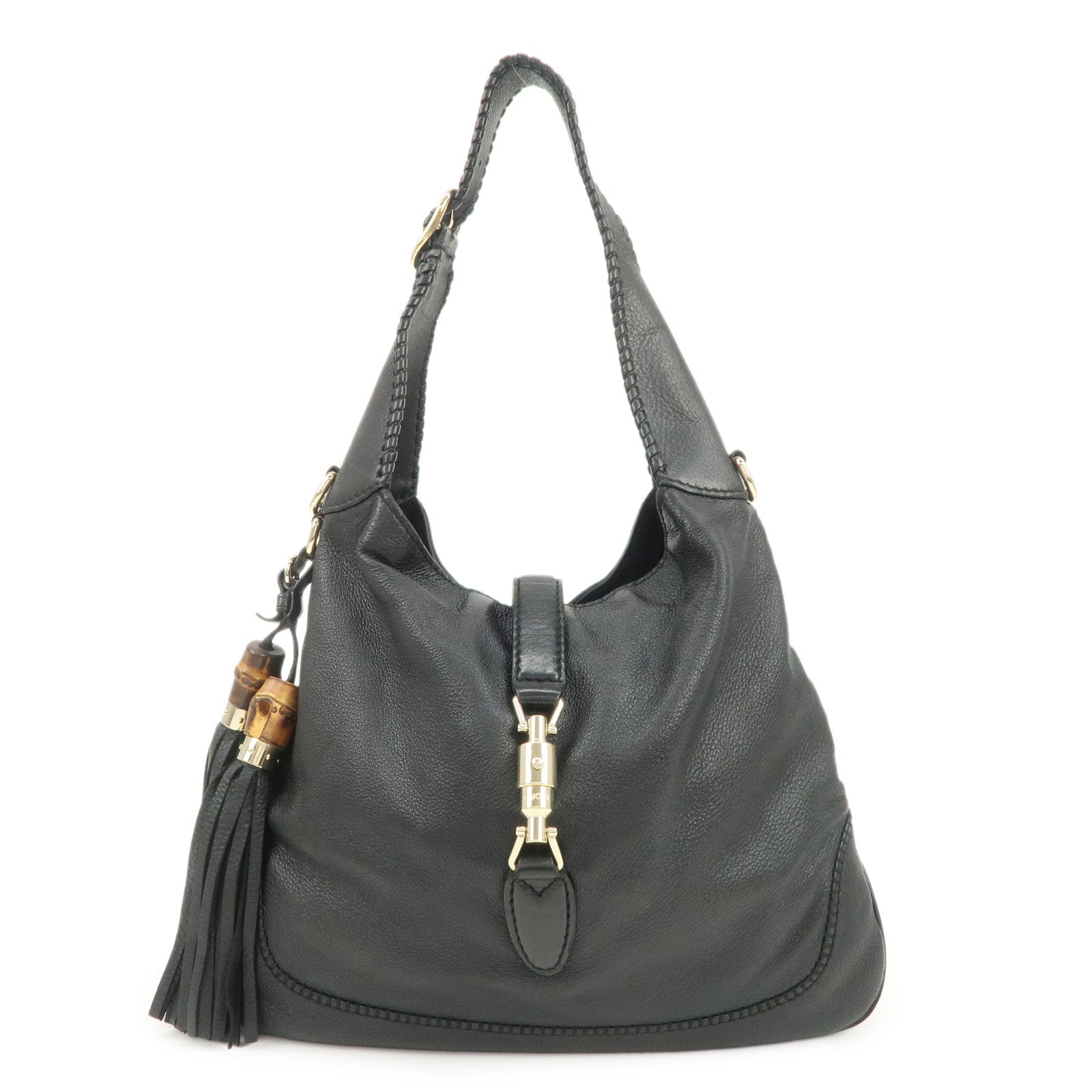 GUCCI New Jackie Leather 2Way Shoulder Hand Bag Black 246907