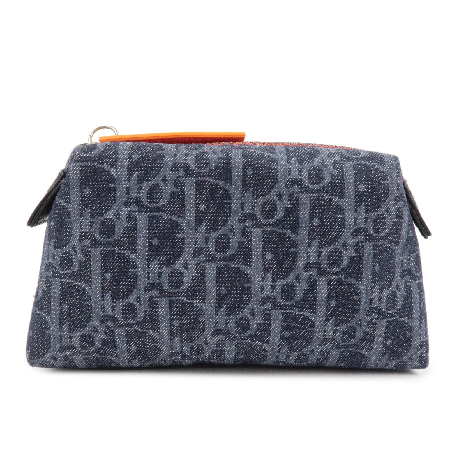 Christian Dior Denim Cosmetic Pouch Indigo Blue Orange