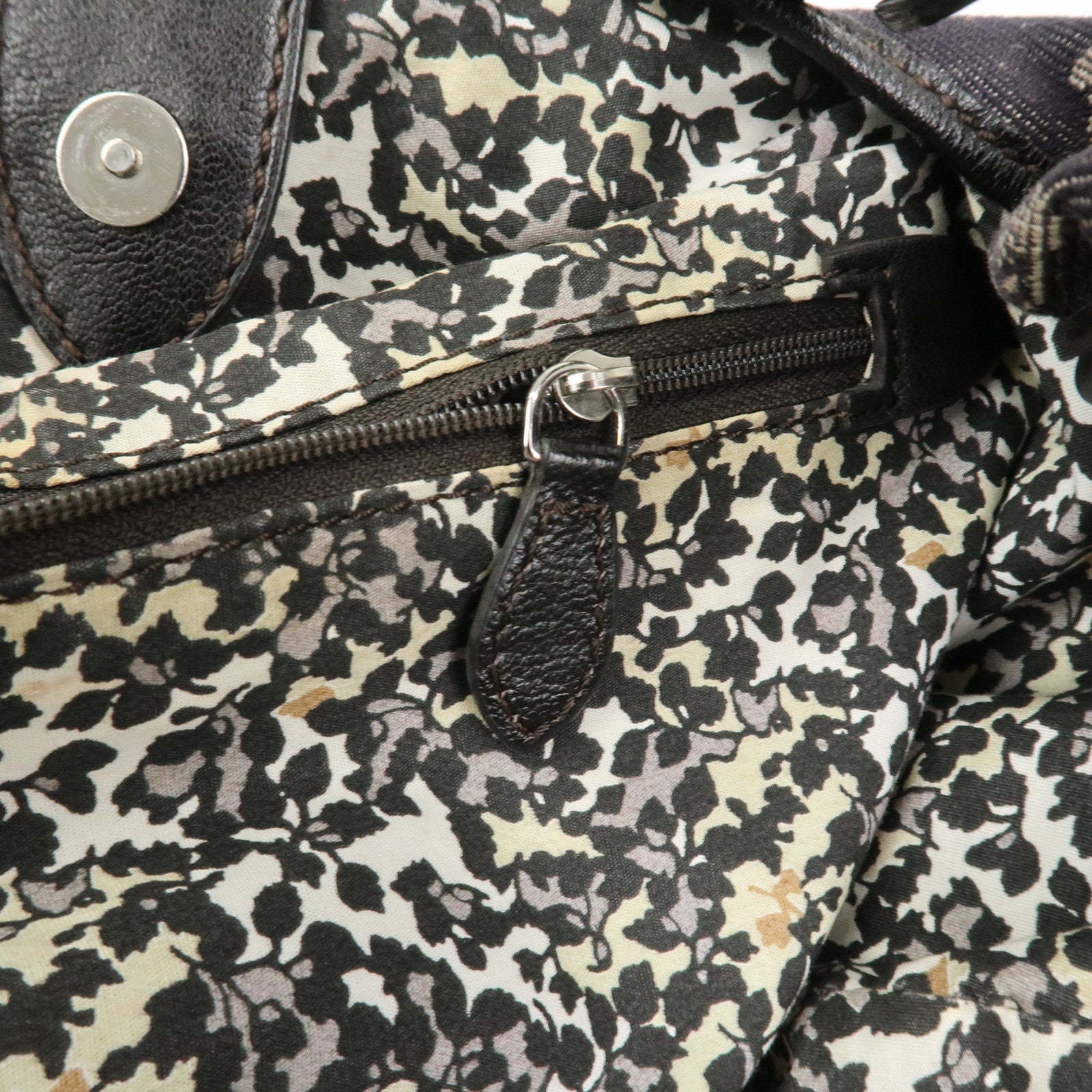 CELINE Macadam Denim Leather 2Way Shoulder Bag Indigo Blue Brown