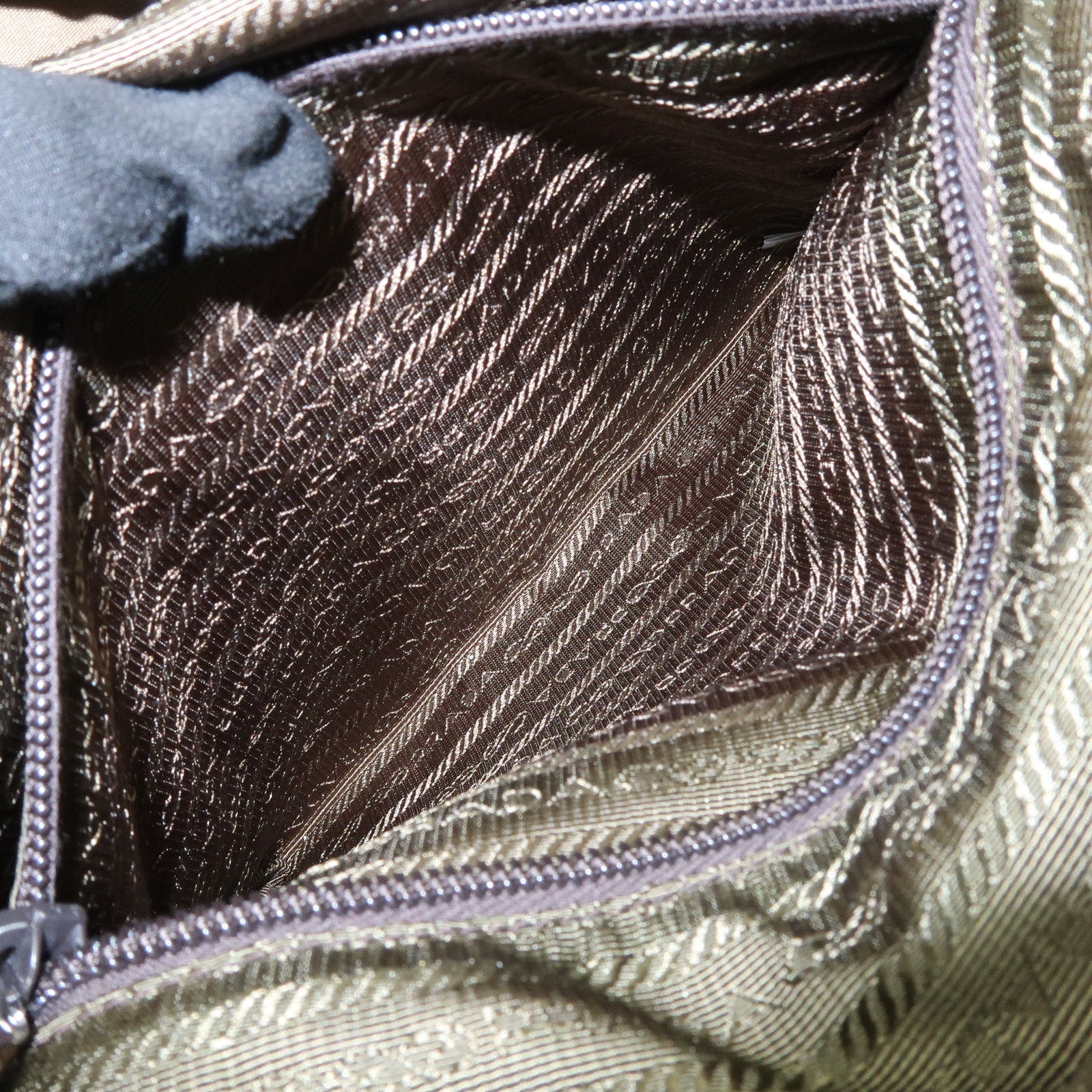 PRADA Triangle Logo Nylon Saffiano Leather Tote Bag Shoulder Bag