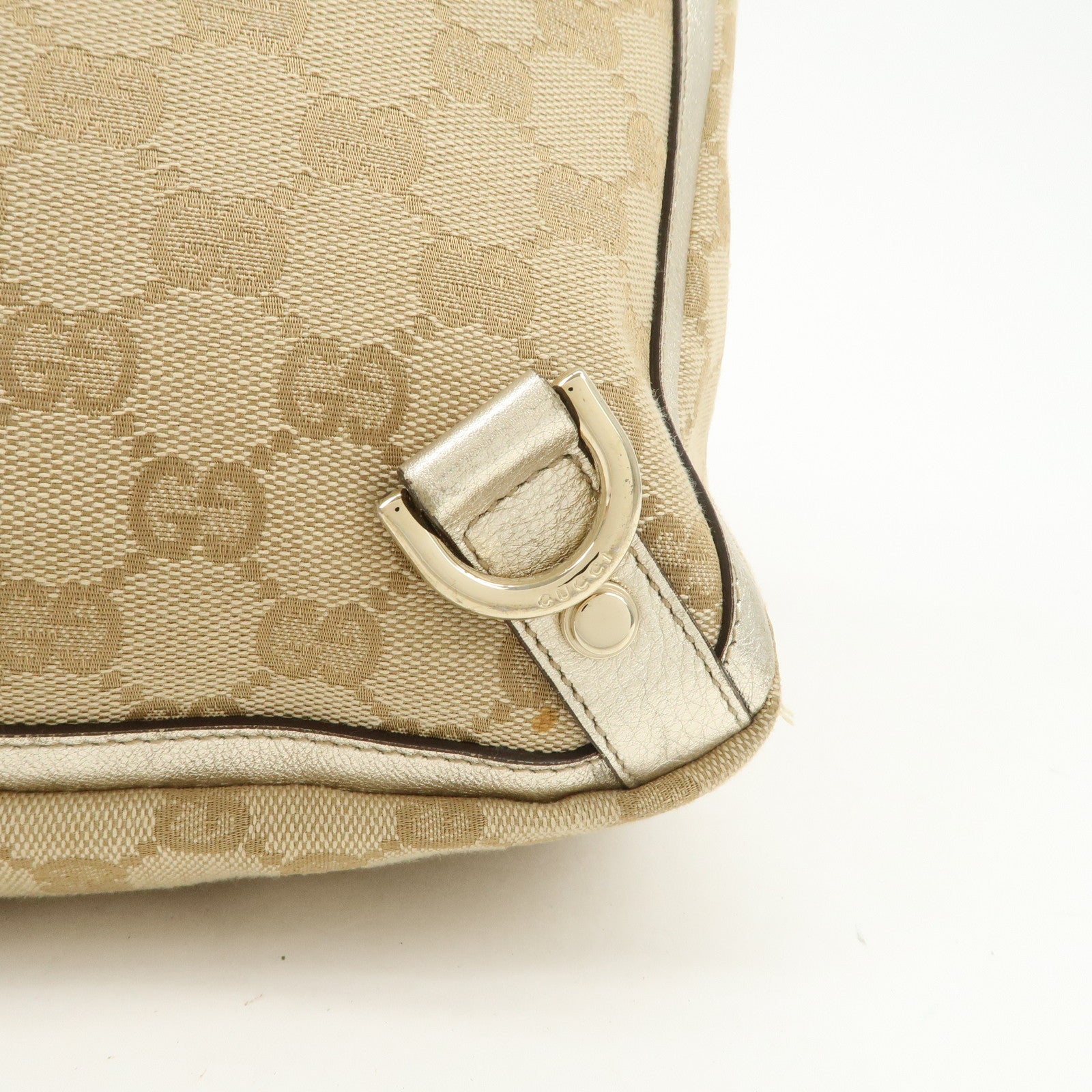 GUCCI Abbey GG Canvas Tote Bag Hand Bag Beige Gold 17004