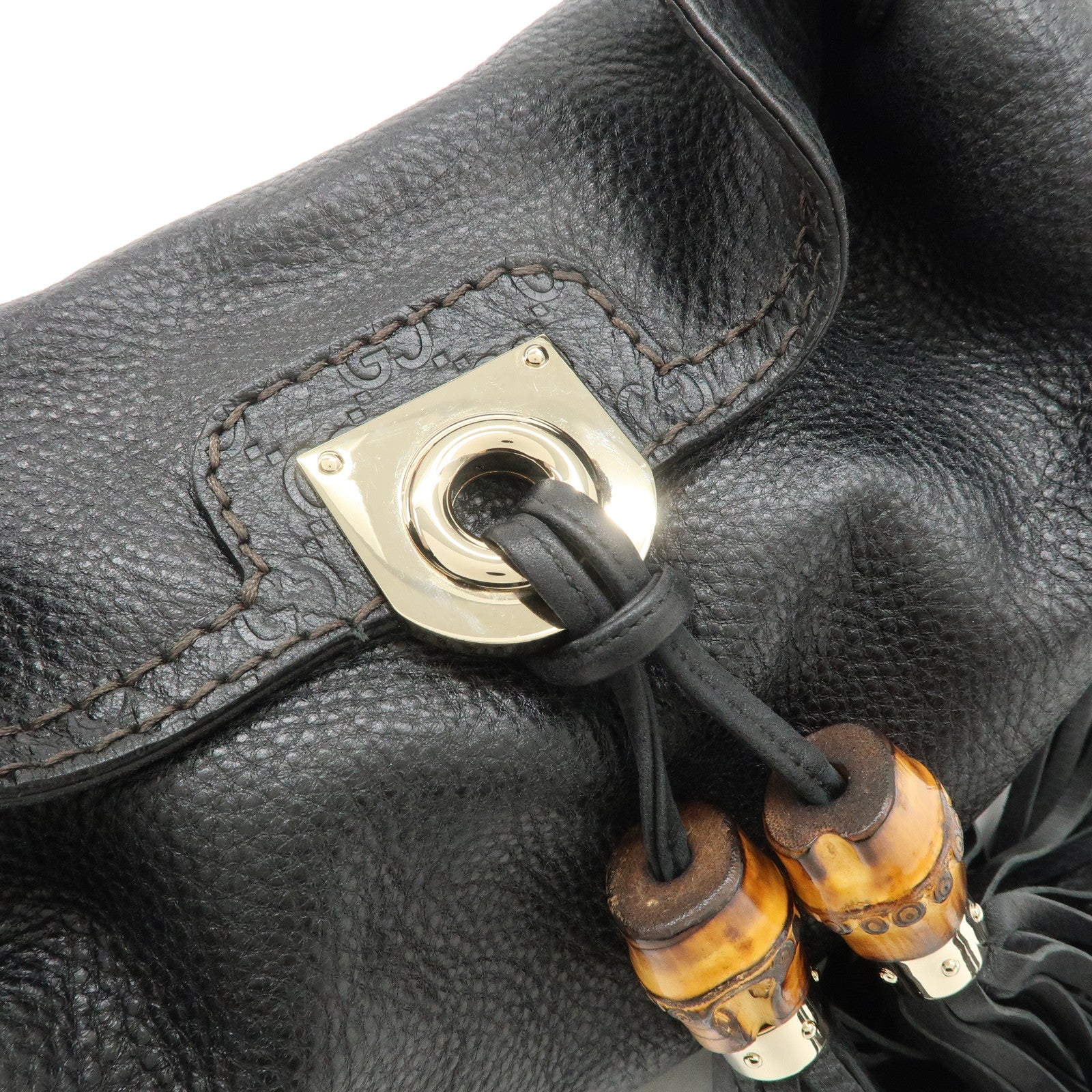 GUCCI Guccissima Leather 2Way Shoulder Bag Black 185566