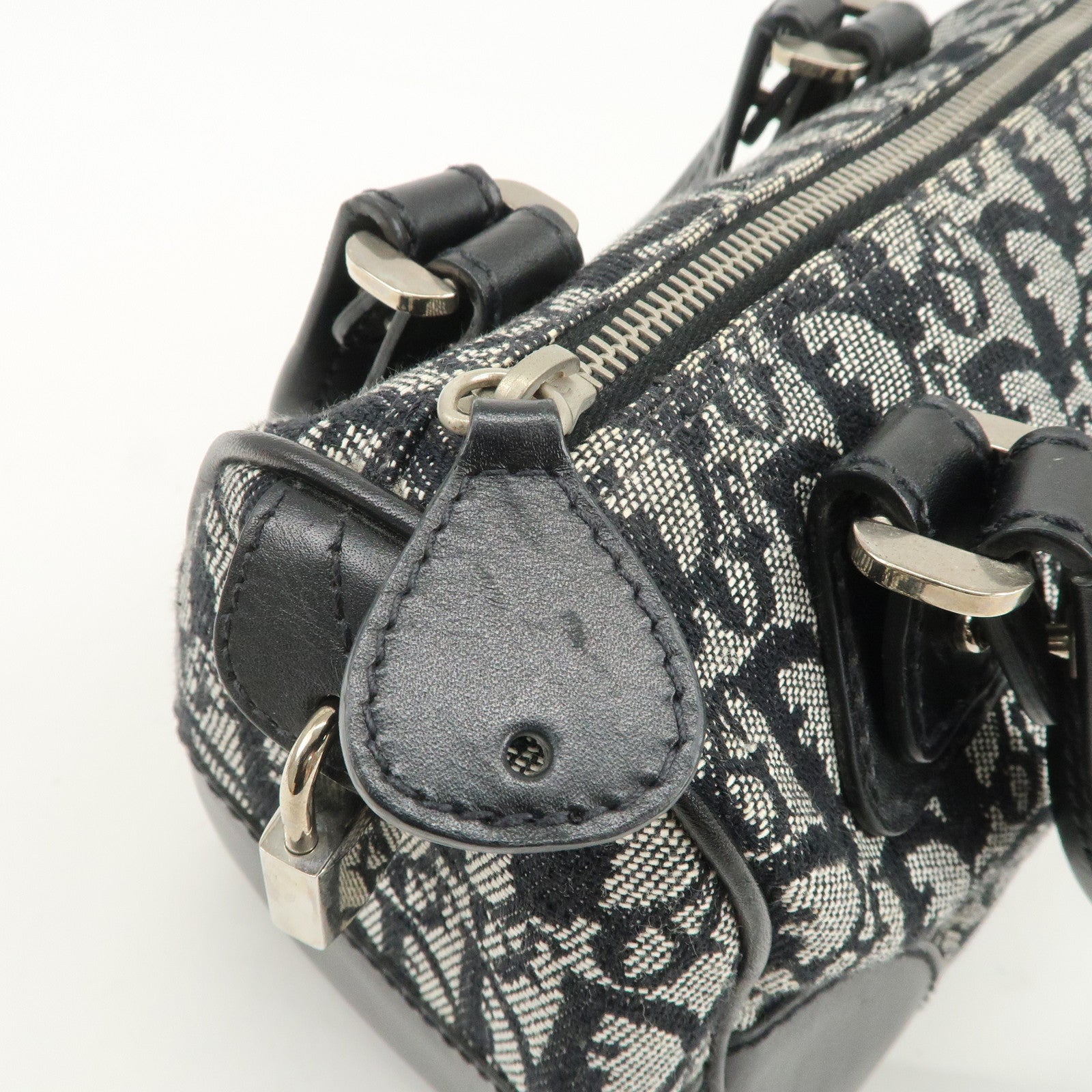 Christian Dior Trotter Canvas Leather Boston Bag Black