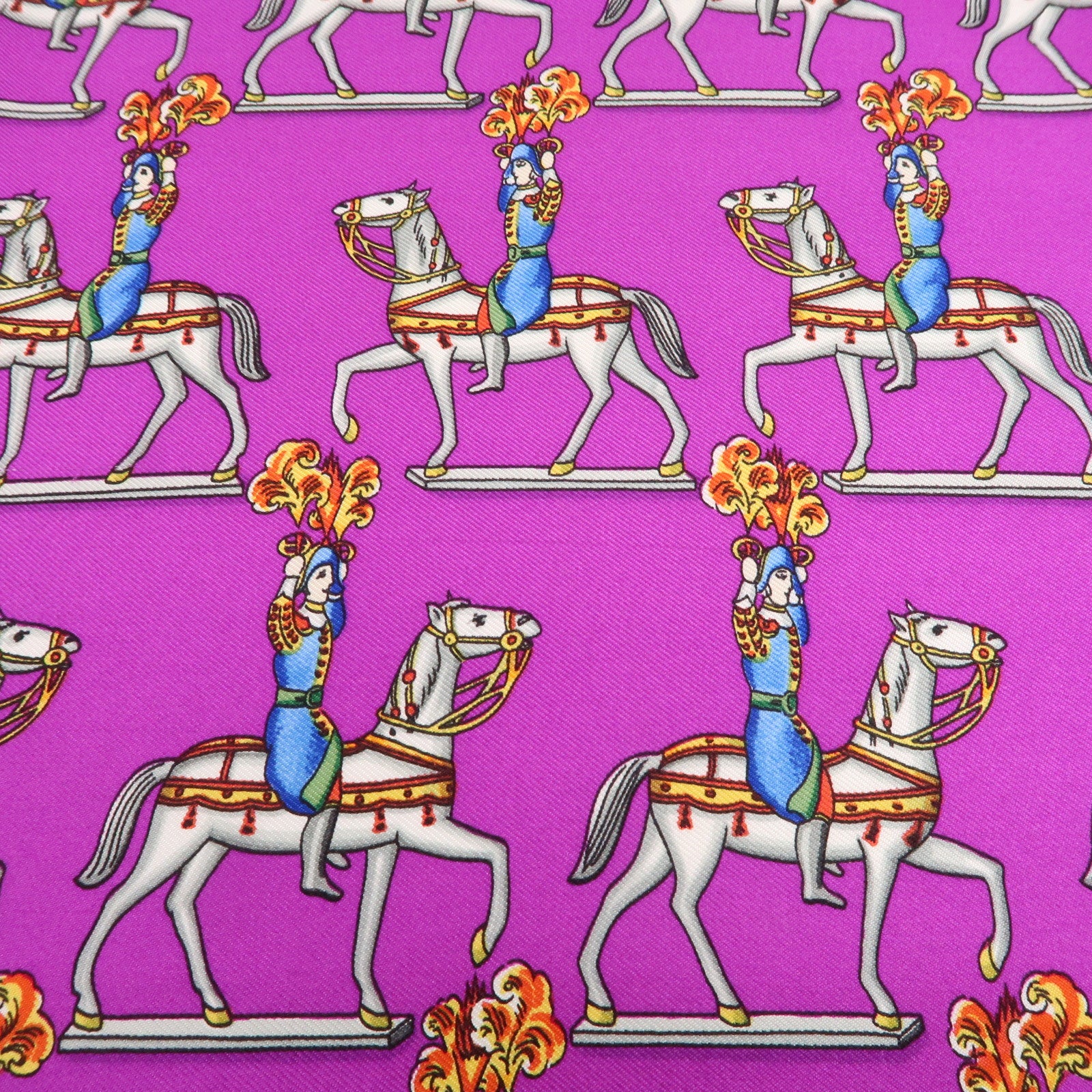 HERMES Carre 90 Silk 100% Scarf Les Artificiers Navy Purple