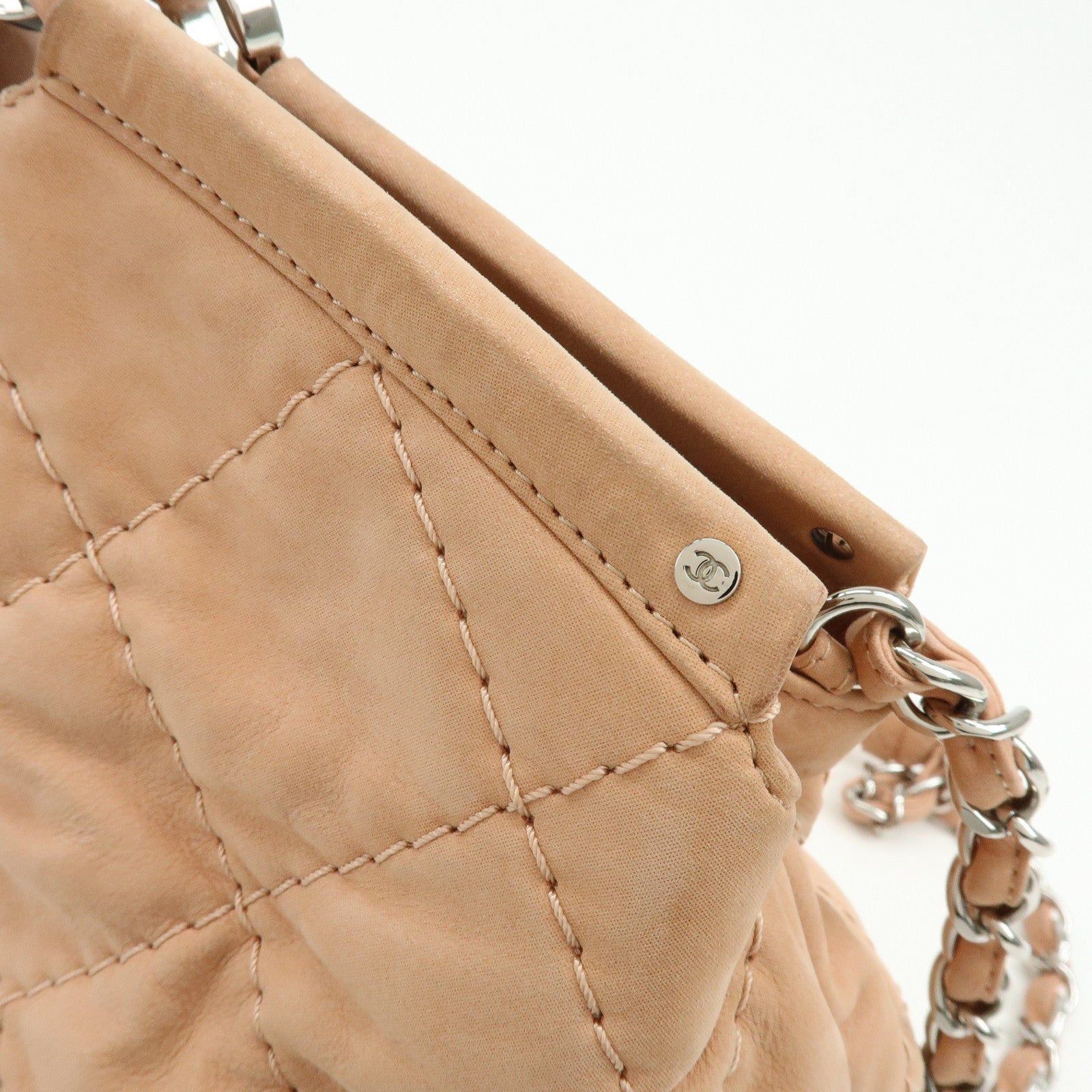 CHANEL Matelasse Sparkle Leather 2Way Shoulder Hand Bag Pink A67045