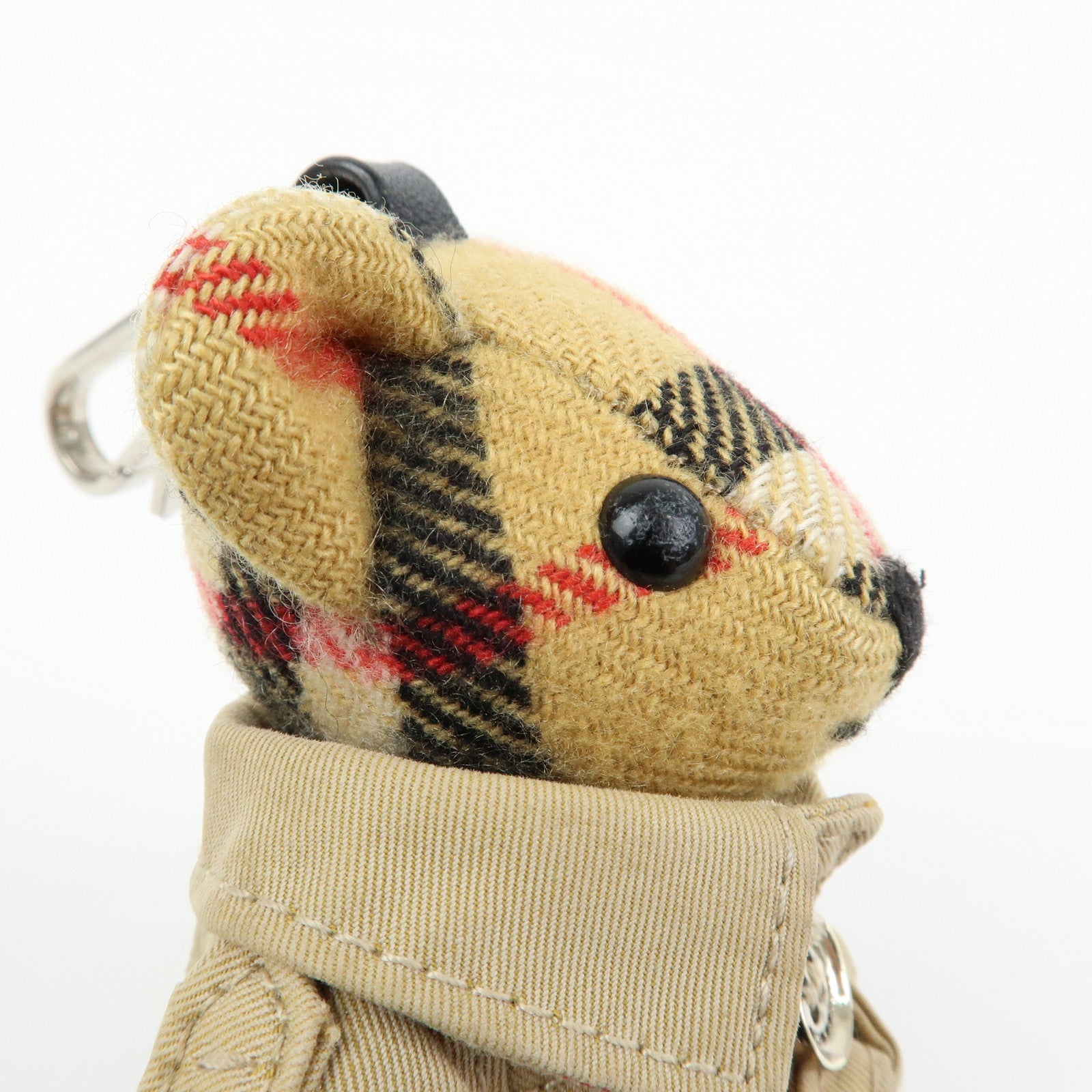 BURBERRY Nova Paid Canvas Bag Charm Key Holder Thomas Bear Beige