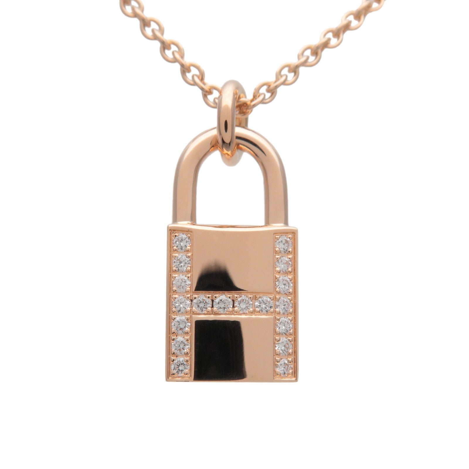 HERMES Kelly Cadena Diamond Necklace K18PG 750PG Rose Gold