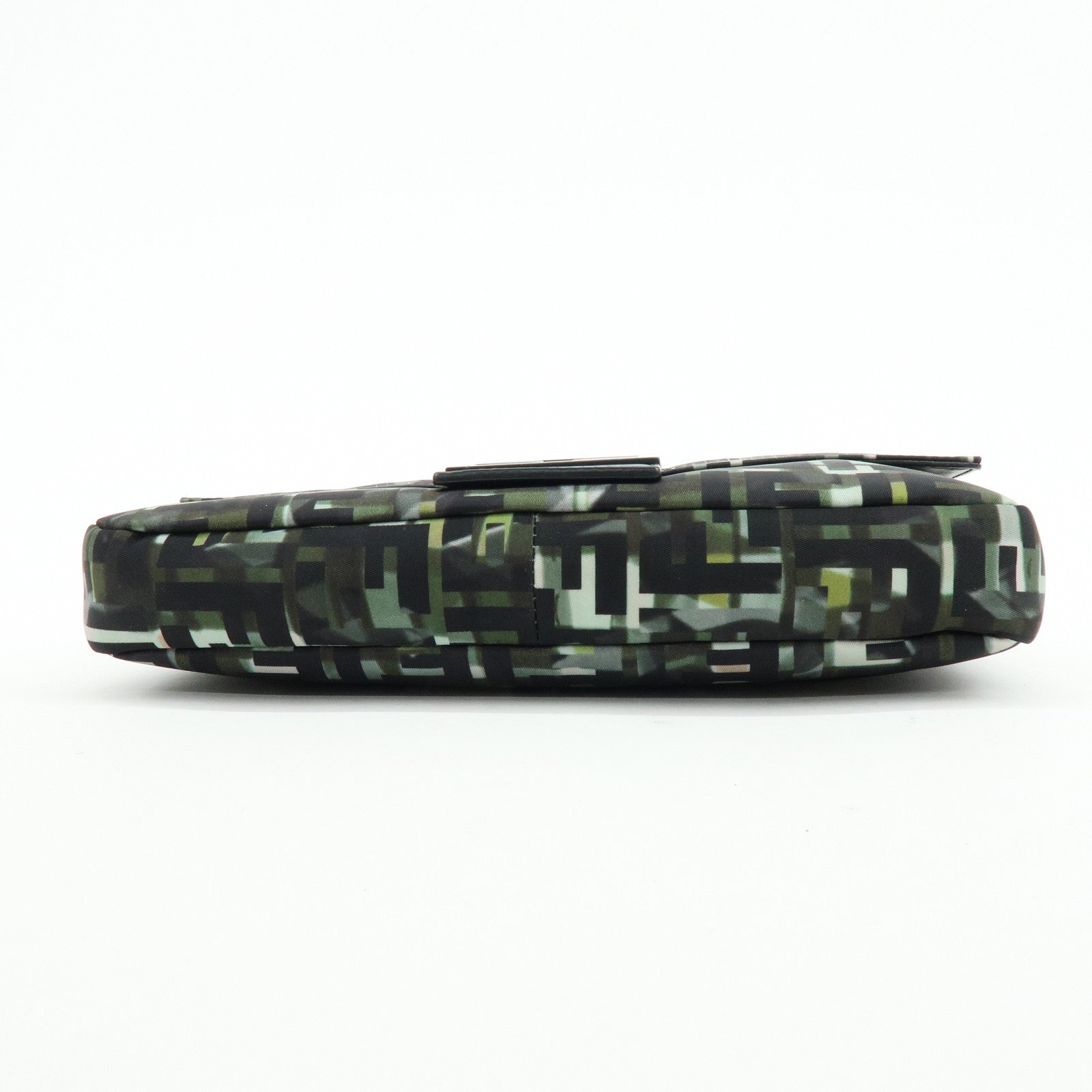 FENDI Zucca Nylon Leather Shoulder Bag Waist Bag Black Green 7VA472