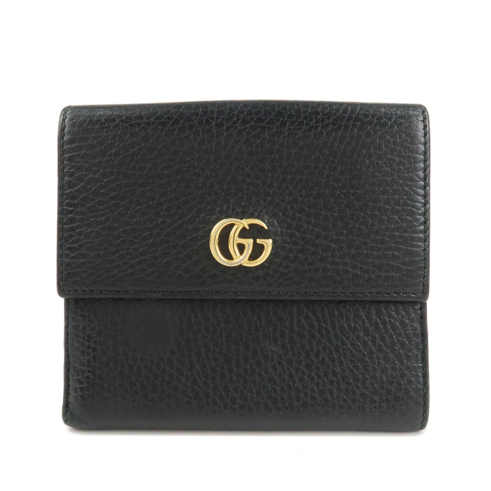 GUCCI GG Marmont Leather Double Hook Wallet Black 456122 Used