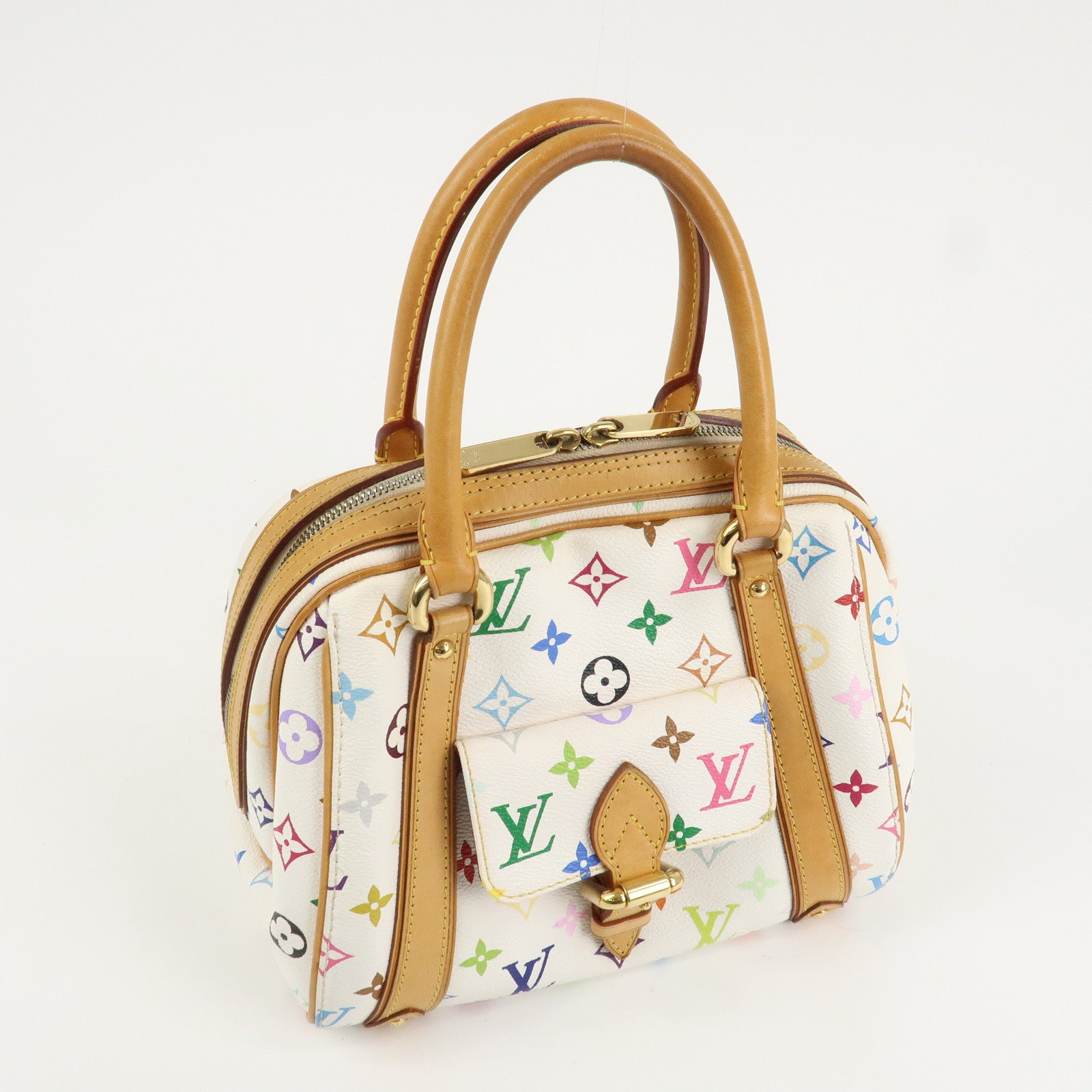 Louis Vuitton Monogram Multicolor Priscilla Hand Bag Blanc M40096 Used
