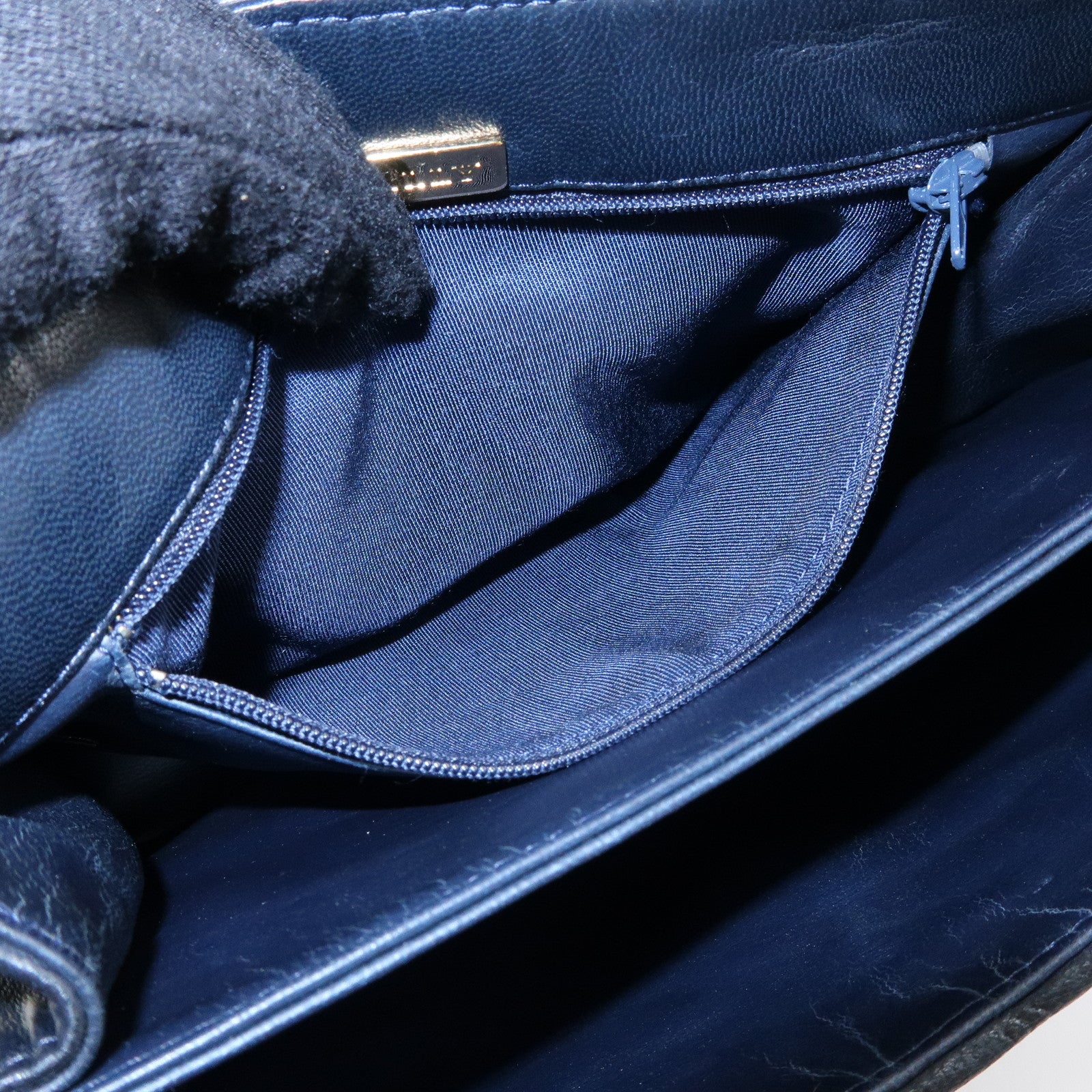 BALLY Suede Leather Shoulder Bag Crossbody Bag Dark Navy