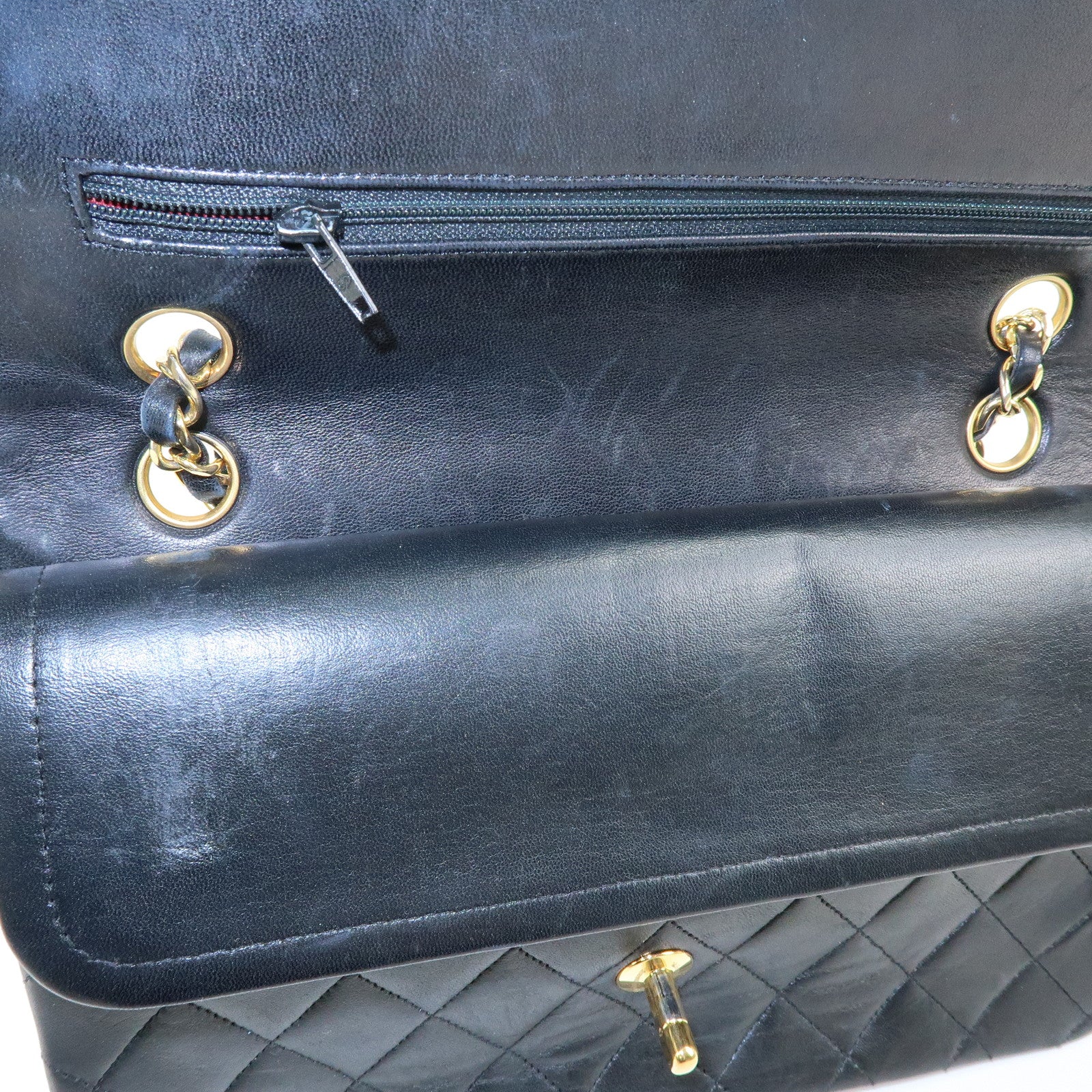 CHANEL Matelasse 25 Double Flap Chain Shoulder Bag Black A01112