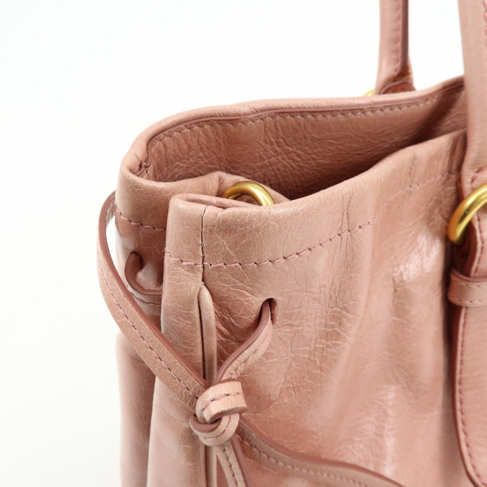 MIU MIU Leather Ribbon 2Way Bag Hand Bag Shoulder Bag Pink