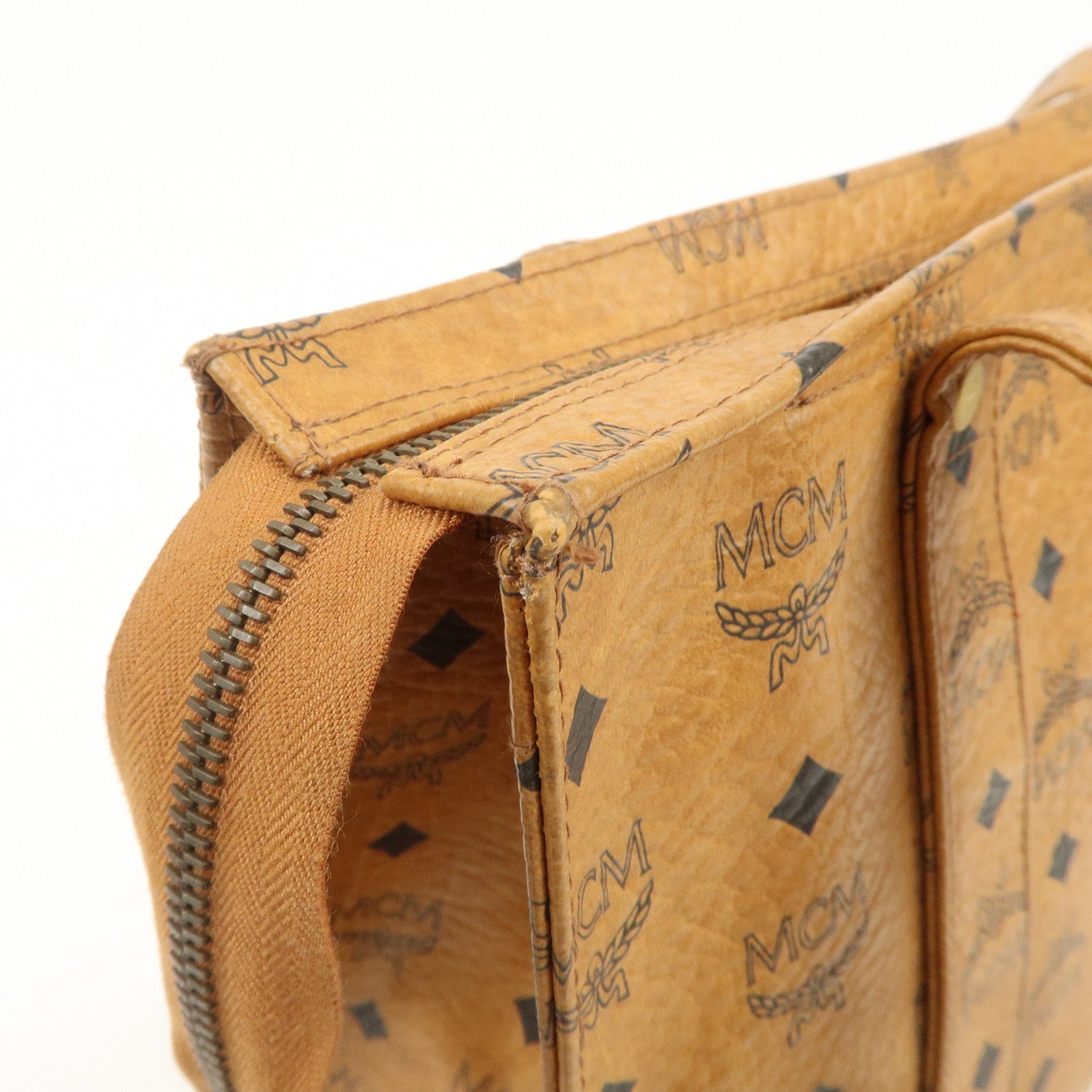 MCM Visetos Leather Shoulder Bag Tote Bag Brown