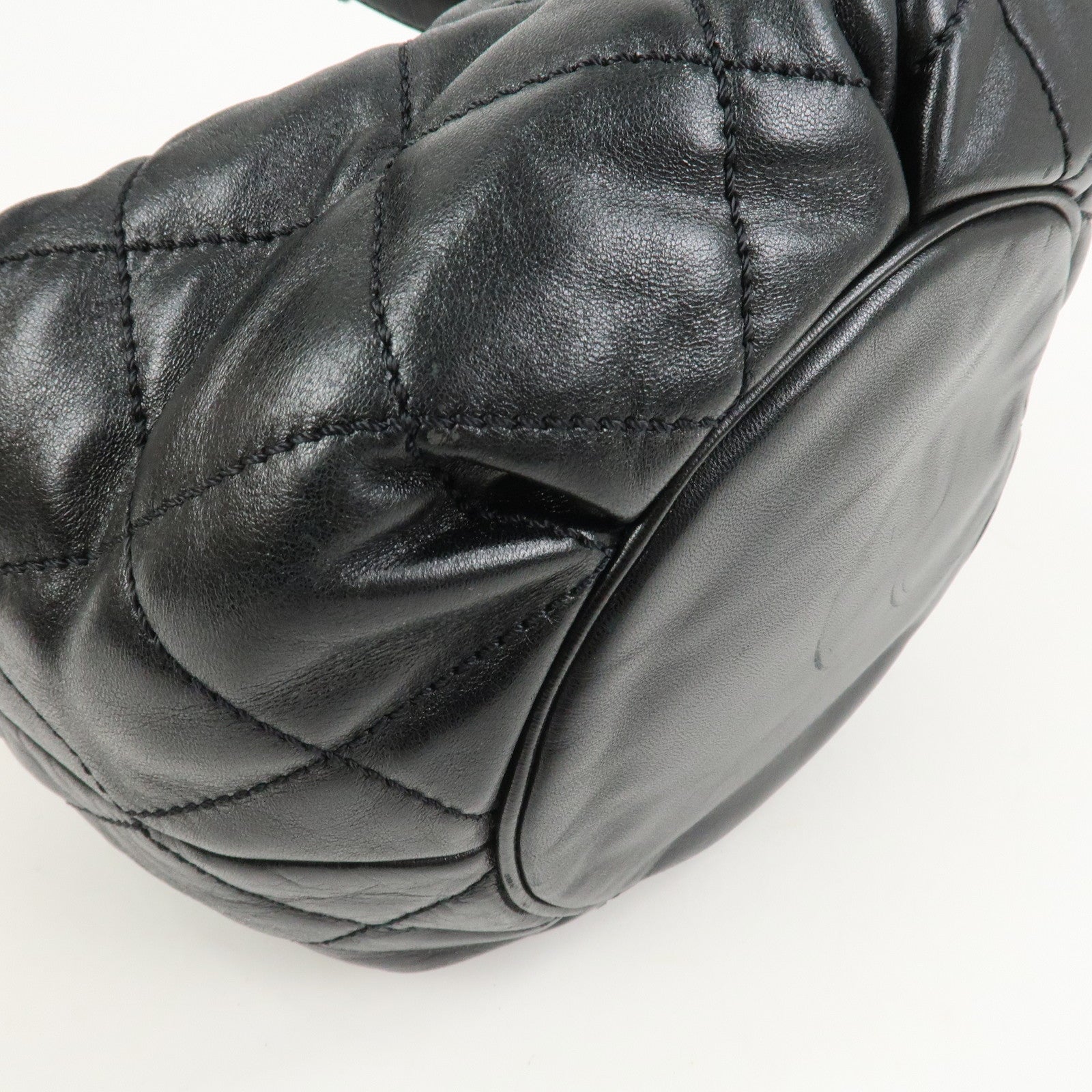 CHANEL Matelasse COCO Mark Lamb Skin Shoulder Bag Hand Bag Black