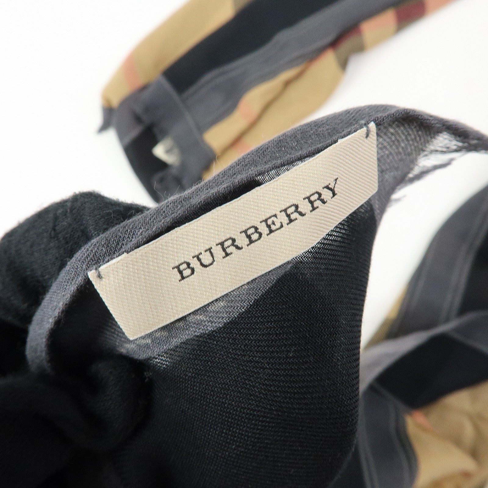 BURBERRY Nova Plaid Rayon Cashmere Stole Brown Beige Black