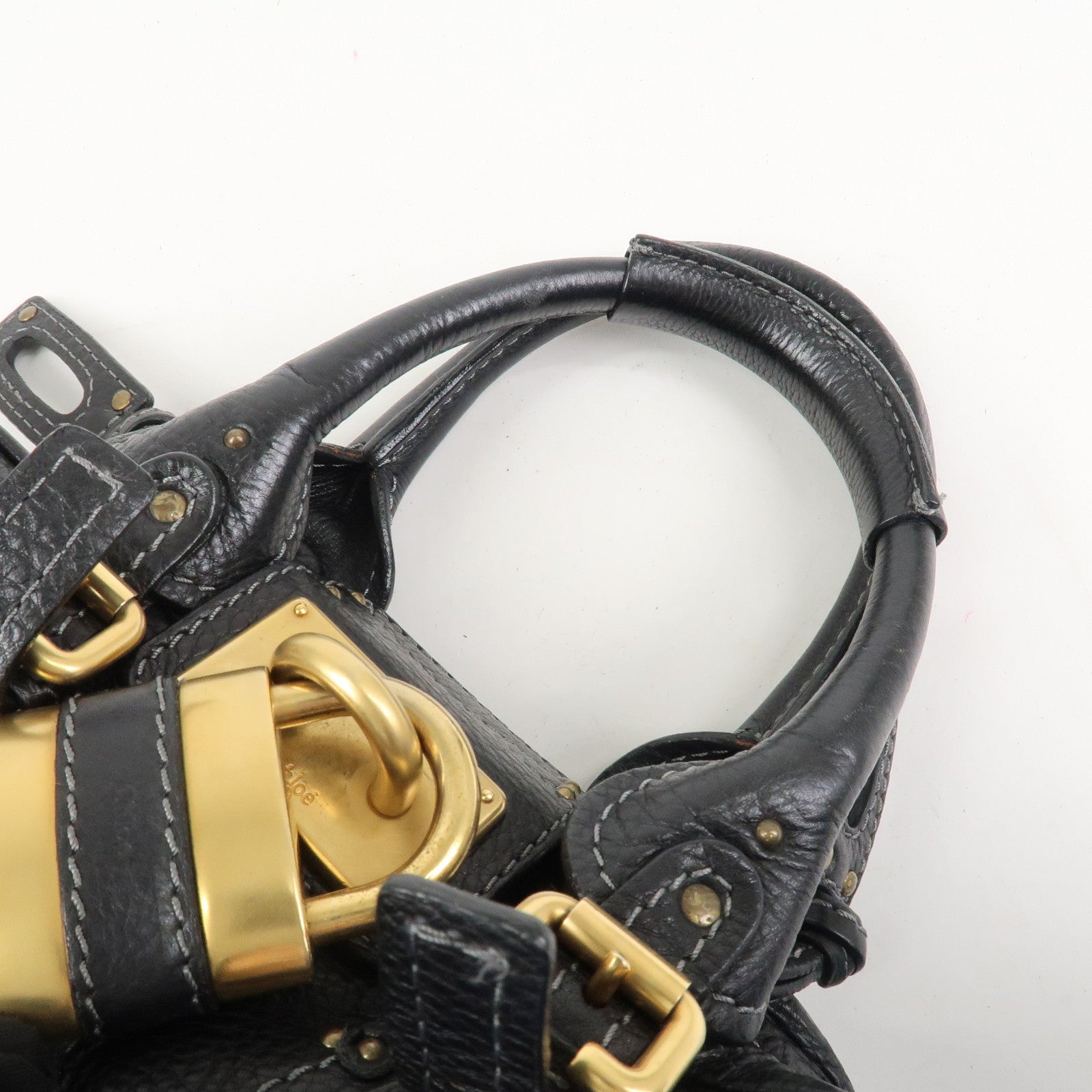 Chloe Paddington Leather Hand Bag Shoulder Bag Boston Bag Black