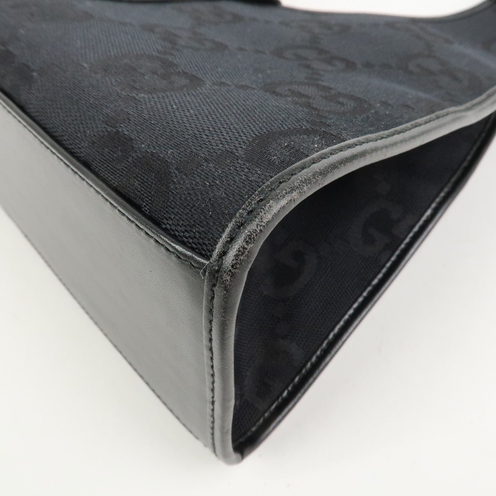 GUCCI Jackie GG Canvas Leather Shoulder Bag Hand Bag Black 002.1067