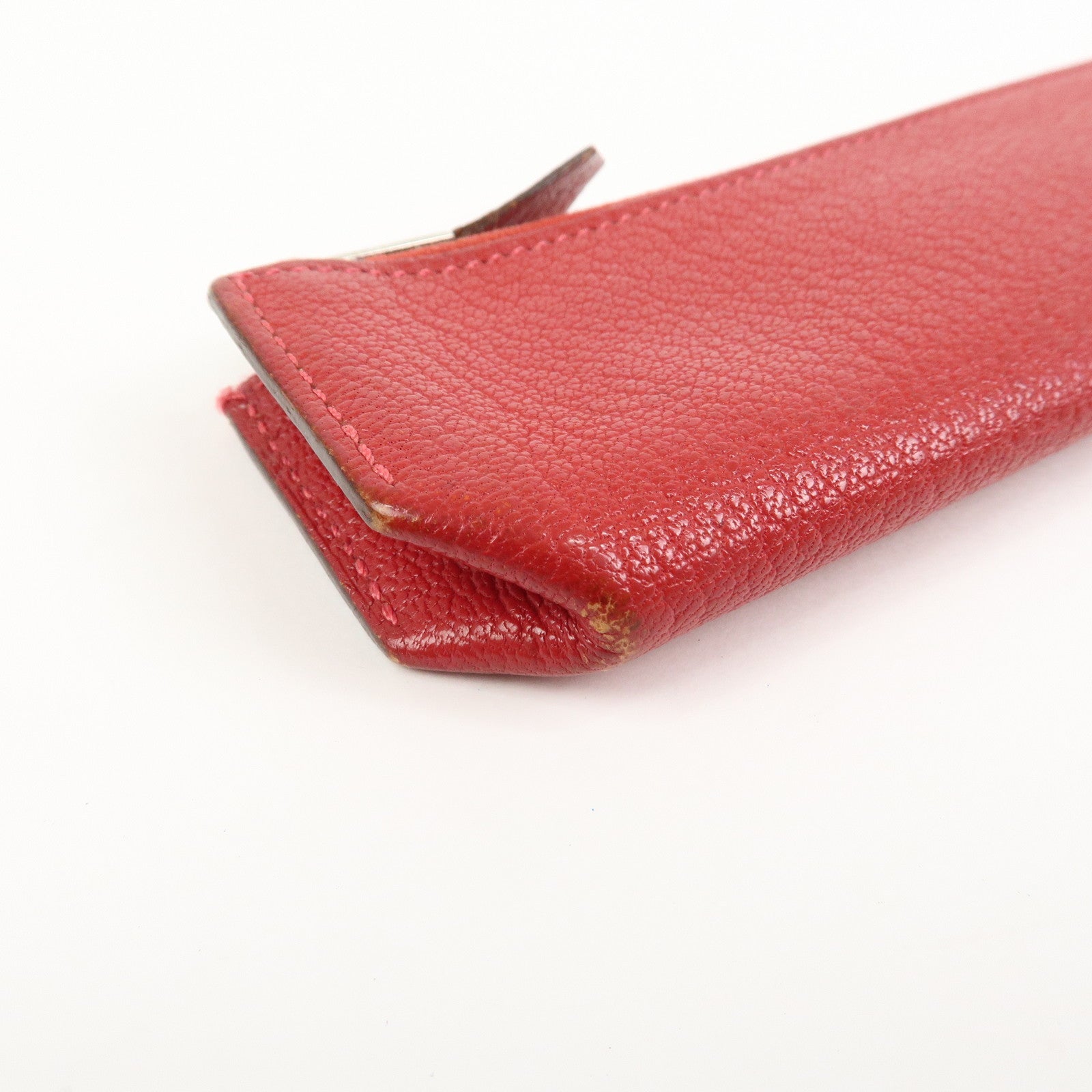 HERMES Piccolo Chevre Leather Pen Case Red